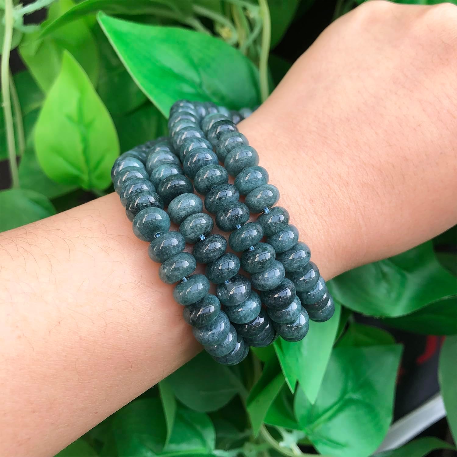 Songxi 5x8mm Natural Blue Colored Jade Stone Rondelle Beads, 75PCS Spacer Round Loose Abacus Beads for Jewelry Making, Gemstone for Bracelet Necklace Earrings, Arts and Crafts - Image 4