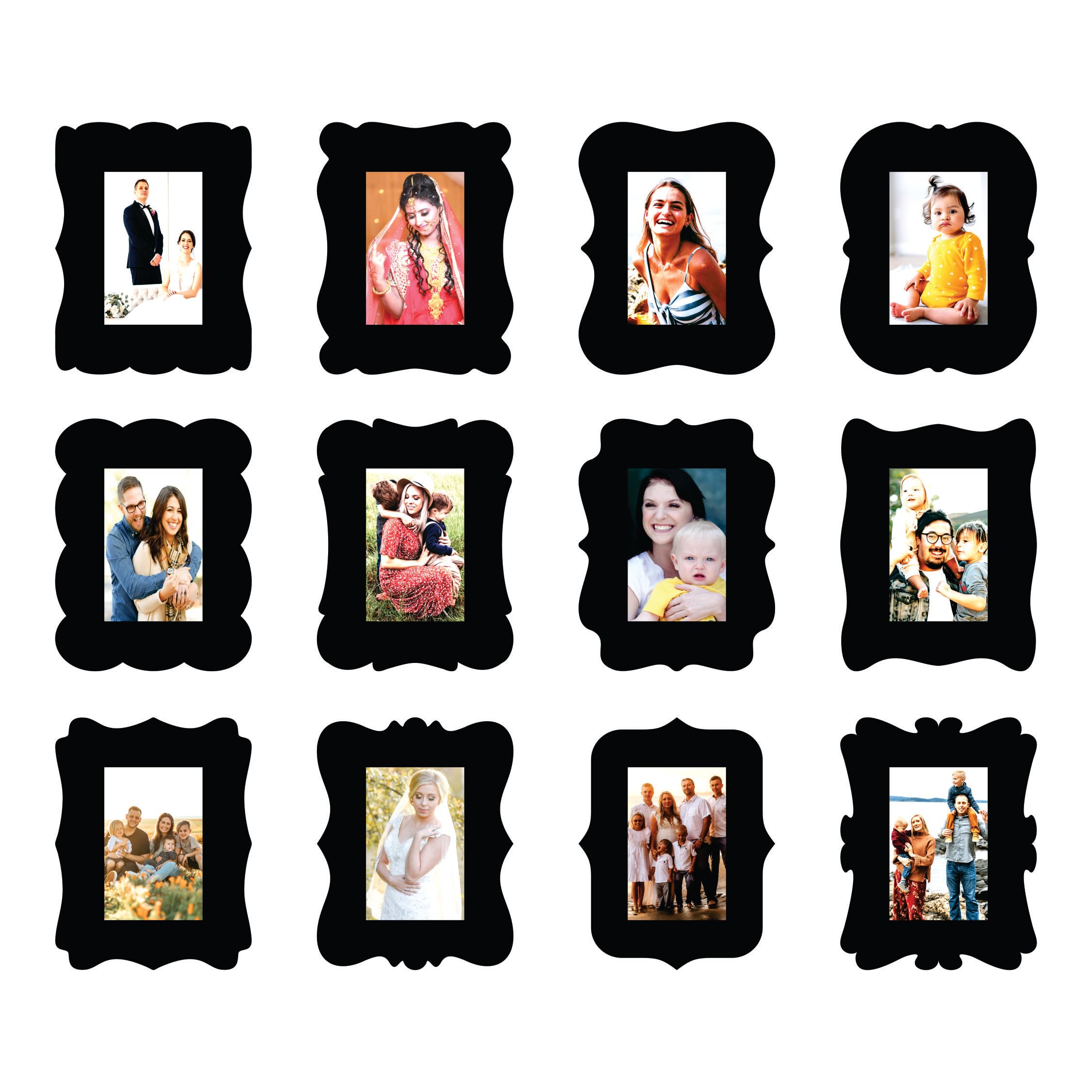 Creative Arts n Frames Wooden 4 x 6 inch Photo Frame Set Home Decor Items Wall Decoration for living room Anniversary Birthday (Set of 12 Picture Frame Photo Size 4 x 6 inch Frame Size 7 x 9 inch)