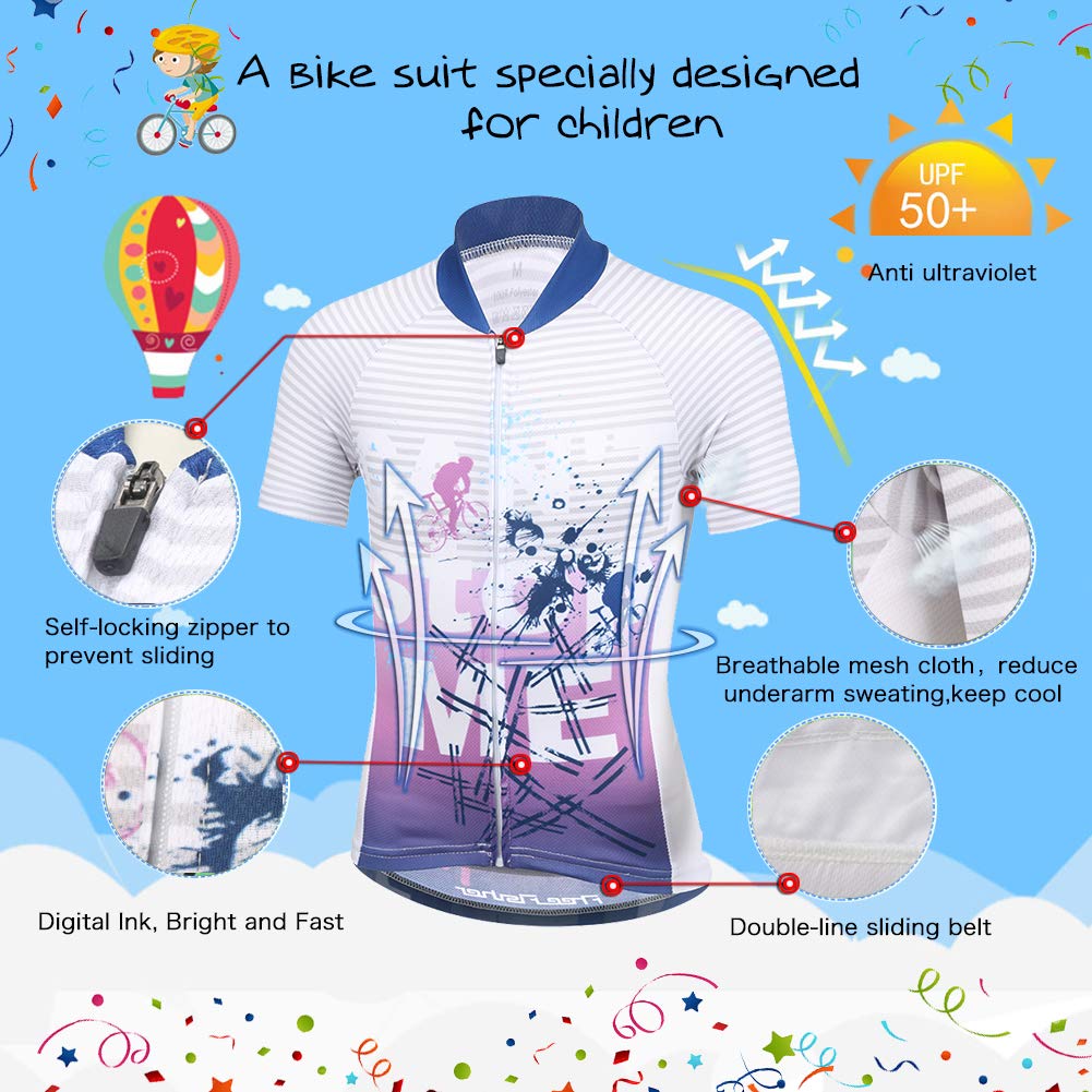 Set di maglia da ciclismo per bambini, a maniche corte, per bici da strada, mountain bike