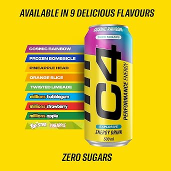 C4 Performance Energy Twister Pineapple 500ml (12 Pack) Price Marked | Sugar Free | 160mg Caffeine, 250mg Betaine & 1050mg Taurine | Low Calorie Energy Drink for Focus & Performance
