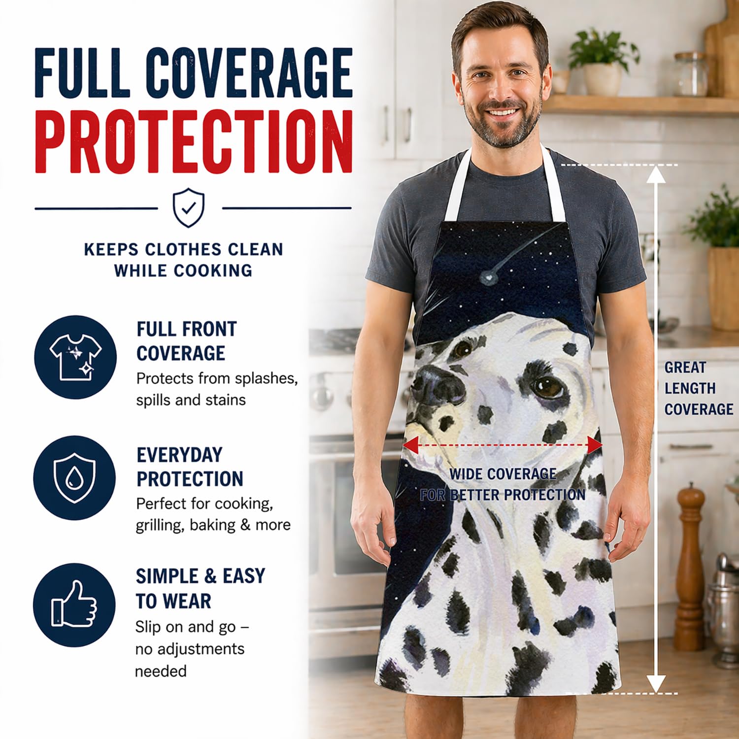 Caroline 's Treasures SS8370APRON Starry Night Dalmatian Delantal, Grande, Multicolor