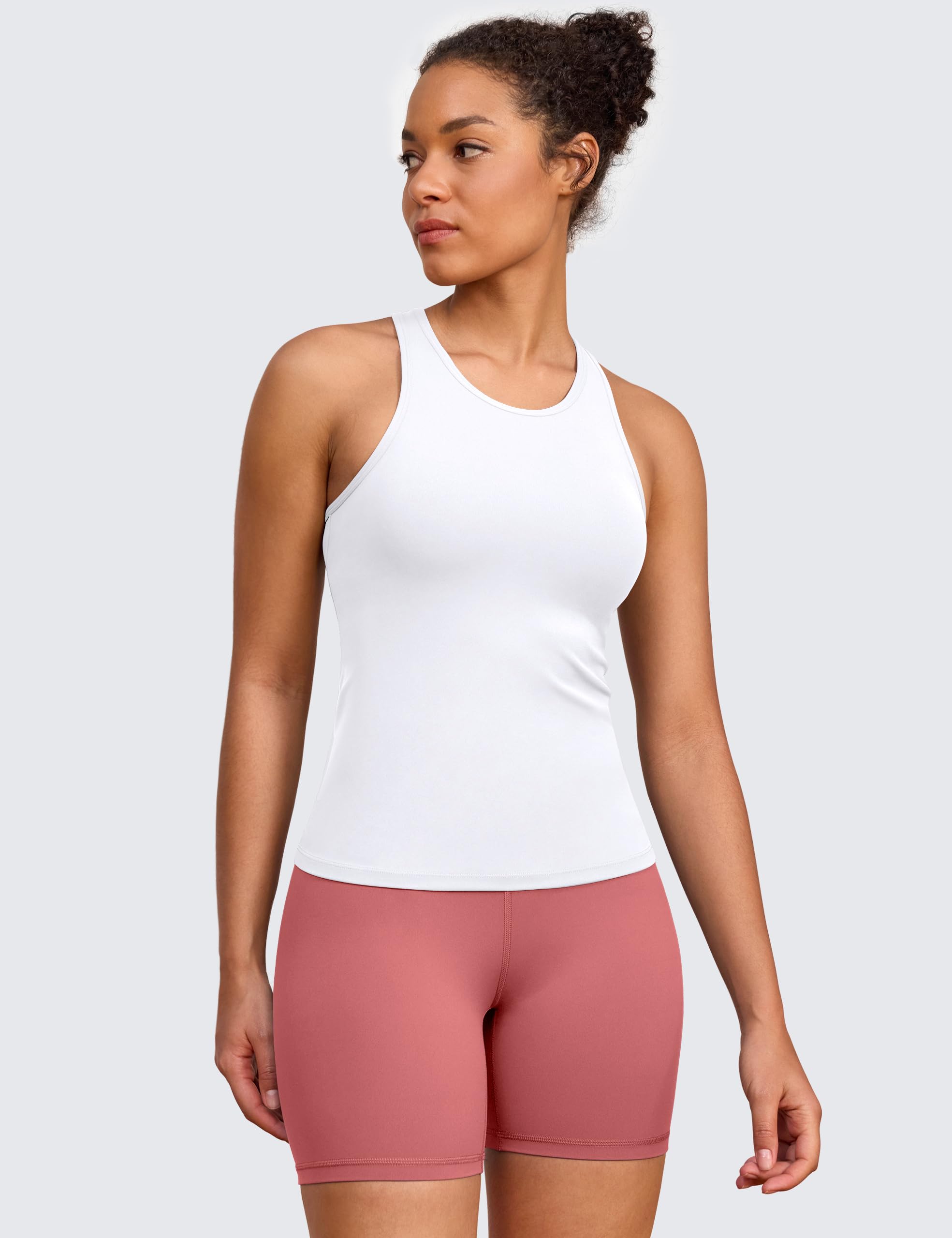 BAYDI Clouduxi Racerback Yoga Tank Top Mujer Deporte Tops Fitness Opaca Top Top de Cuello Alto Running Camiseta de tirantes Fitness Deporte