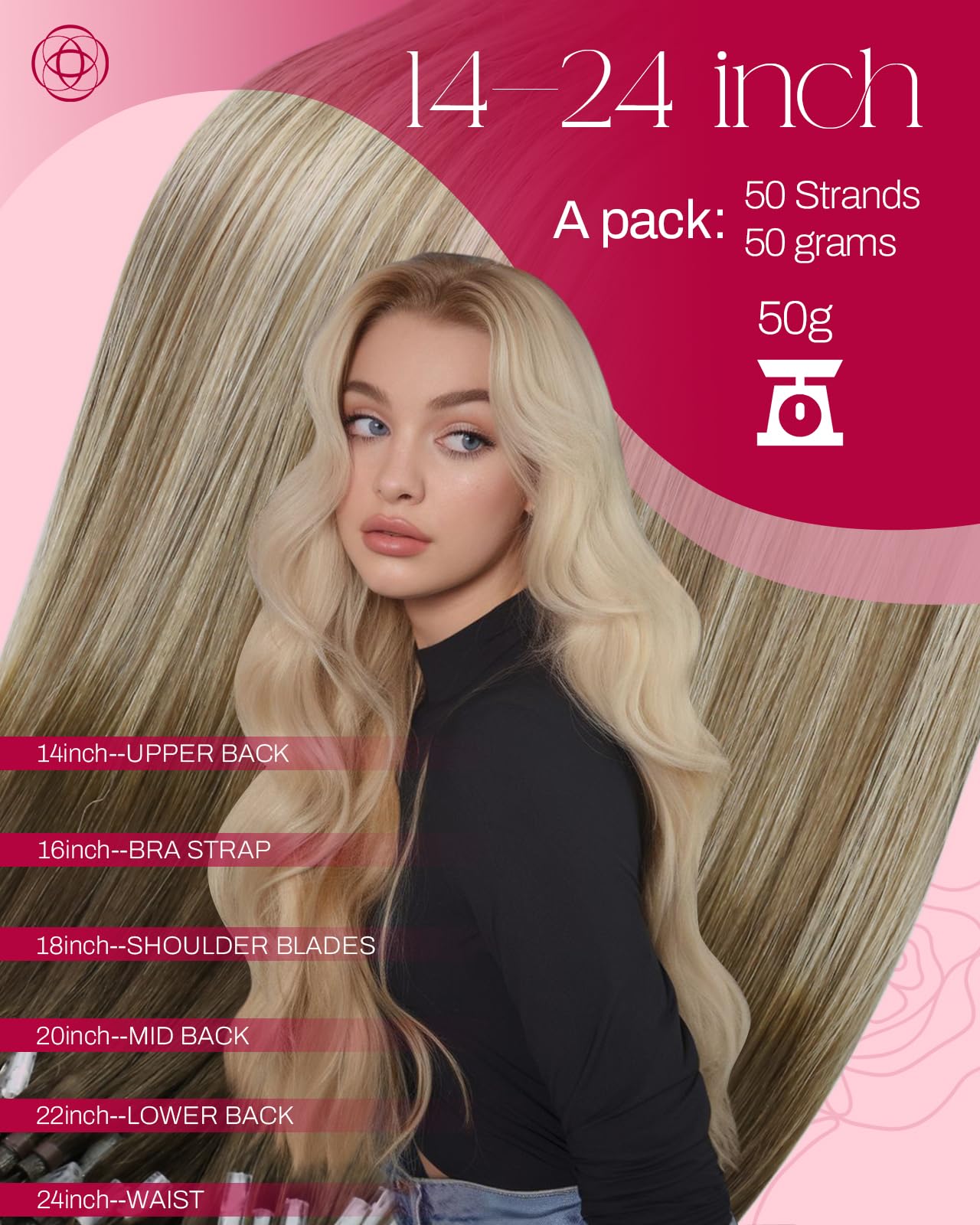 Moresoo Micro Loop Hair Extensions Real Human Hair Brown Root to Chestnut Brown with Medium Blonde Micro Beads Hair Extensions 1g/s 50g/Pack 18 Inch #3/8/22 - Image 3