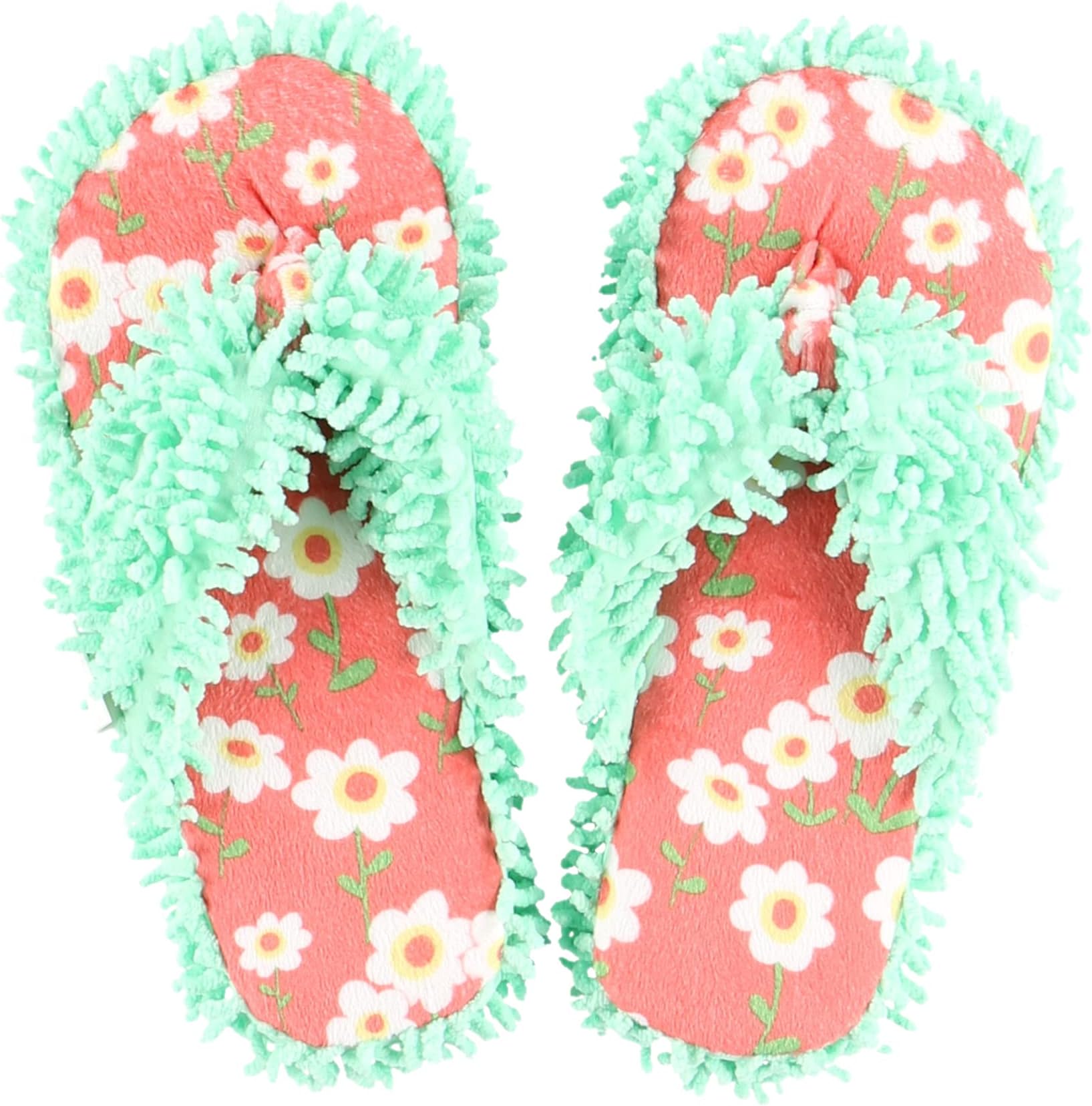 Lazy One Spa Flip-Flop Slippers for Women, Fuzzy House Slippers, Flowers, Light Pink (Small/Medium)