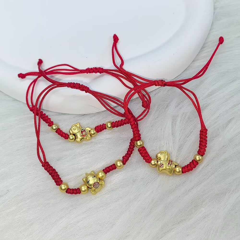 1-3Pcs Handmade Braid 2026 New Year Lucky Horse Red String Bracelet Chinese Zodiac Animal Feng Shui Horse Charm Rope Adjustable Bracelet for Women Jewelry New Year Gift - Image 7