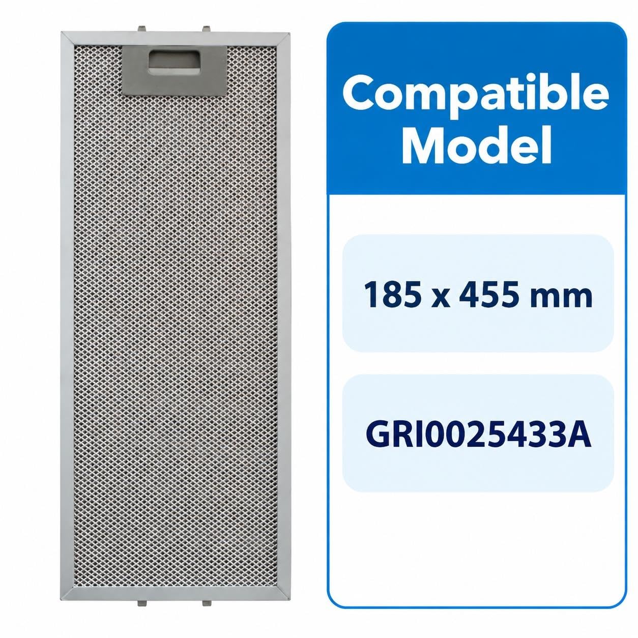 Filtro de Campana Compatible con BALAY, Compatible con ELICA 185x455mm