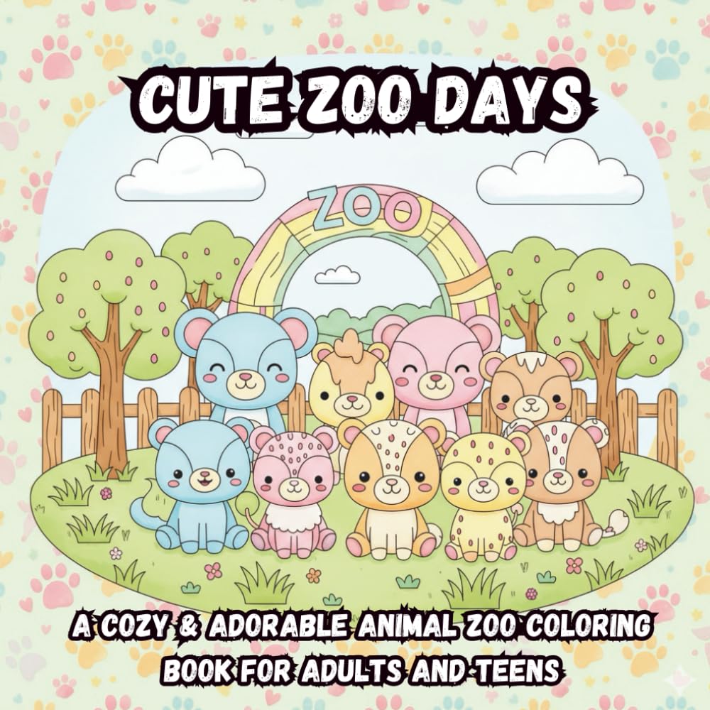 Cute Zoo Days: A Cozy & Adorable Animal Zoo Coloring Book for Adults and Teens