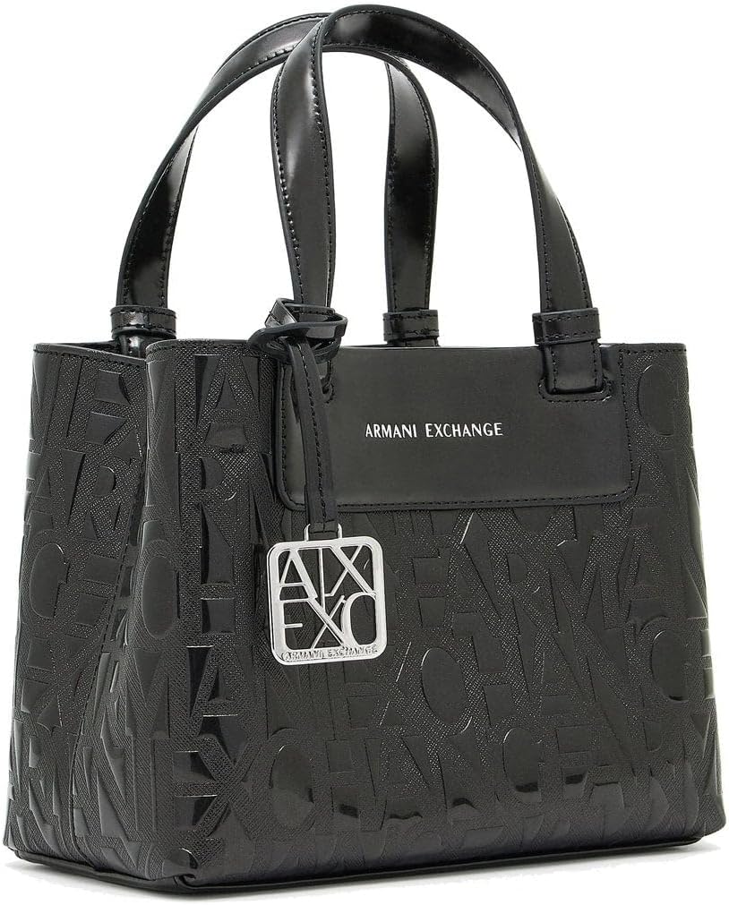 Armani Exchange Women's Liz Small Tote Bag, Patent Shiny Black, One Size - Image 3