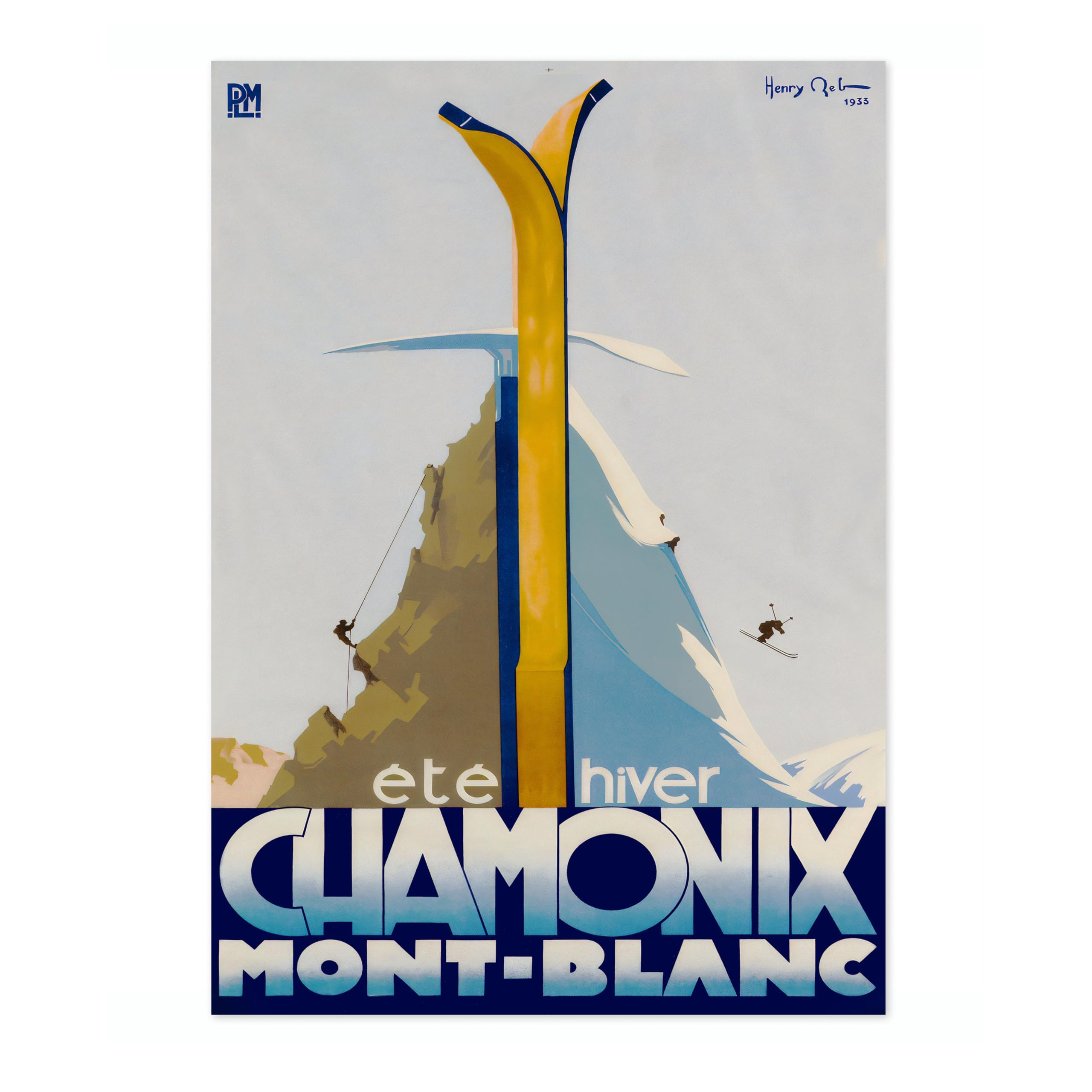 Chamonix, France Vintage Skiing Poster, Minimalist Wall Art, Mountain Travel Prints, Snow, Ski Trip Home Decor, A2 (Print Only) - 59.4x42cm