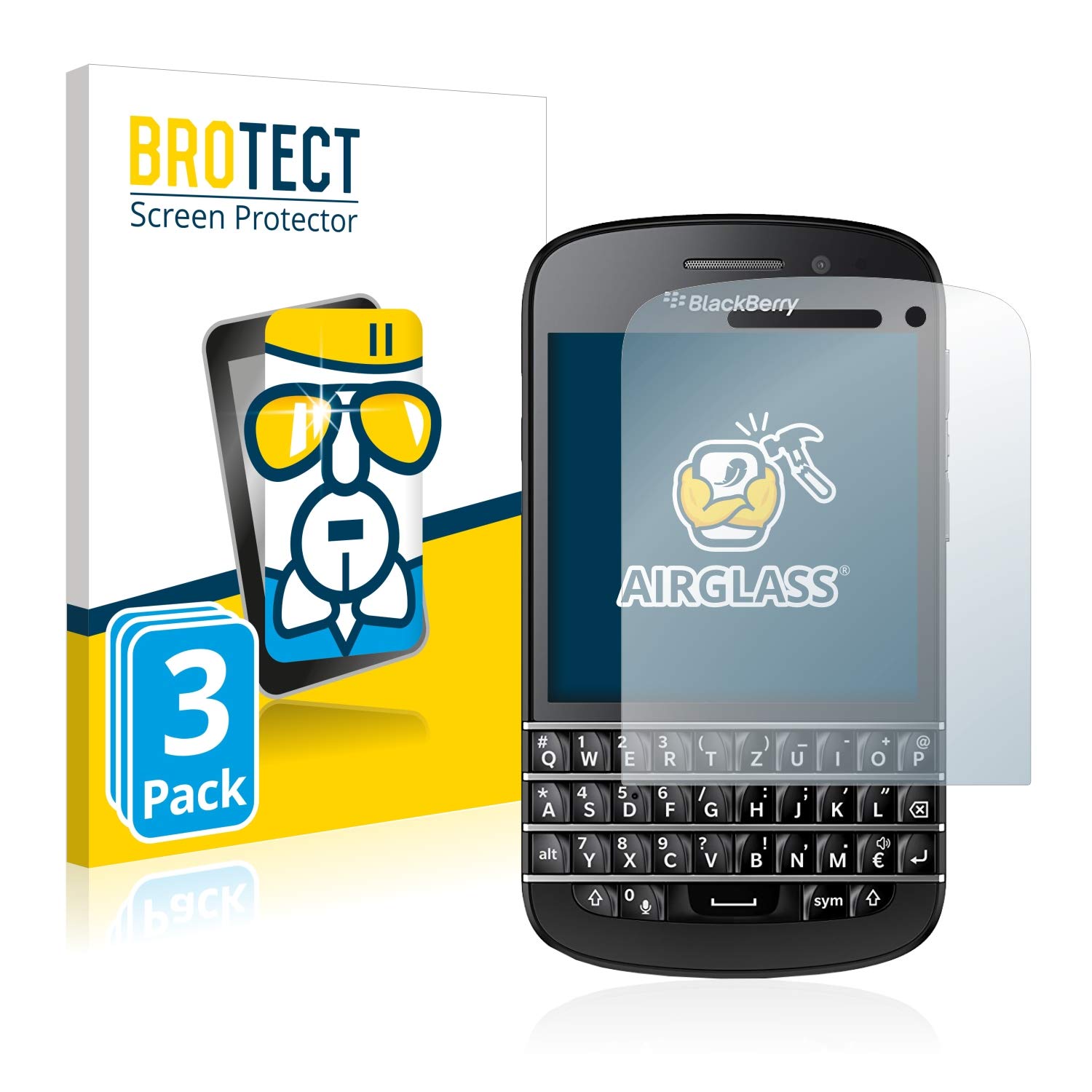 brotect Pellicola Protettiva Vetro per BlackBerry Q10 Protezione Schermo (3 Pezzi) [Durezza Estrema 9H, Chiaro