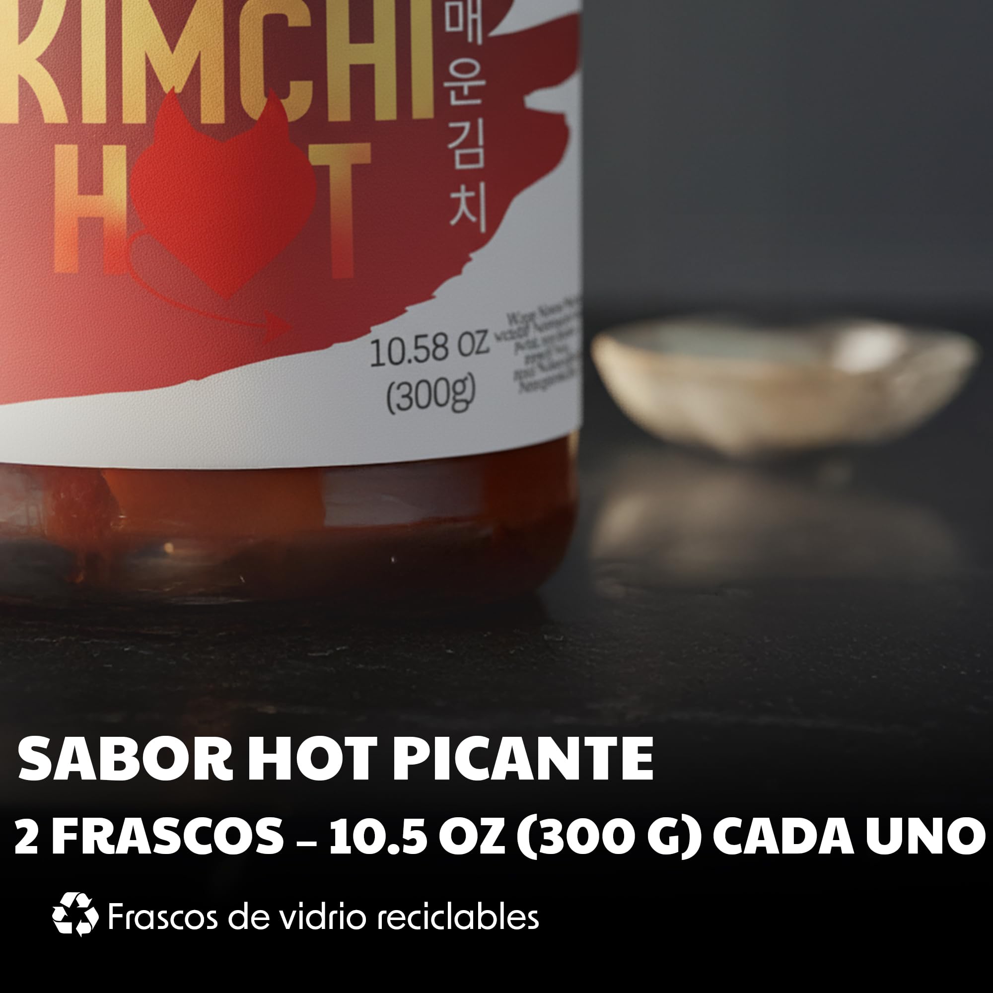 Bakoki Premium 매운 김치 Hot‑Kimchi (Gochugaru) – kimchi coreano picante de repollo napa fermentado probiótico umami 2 × 300 g