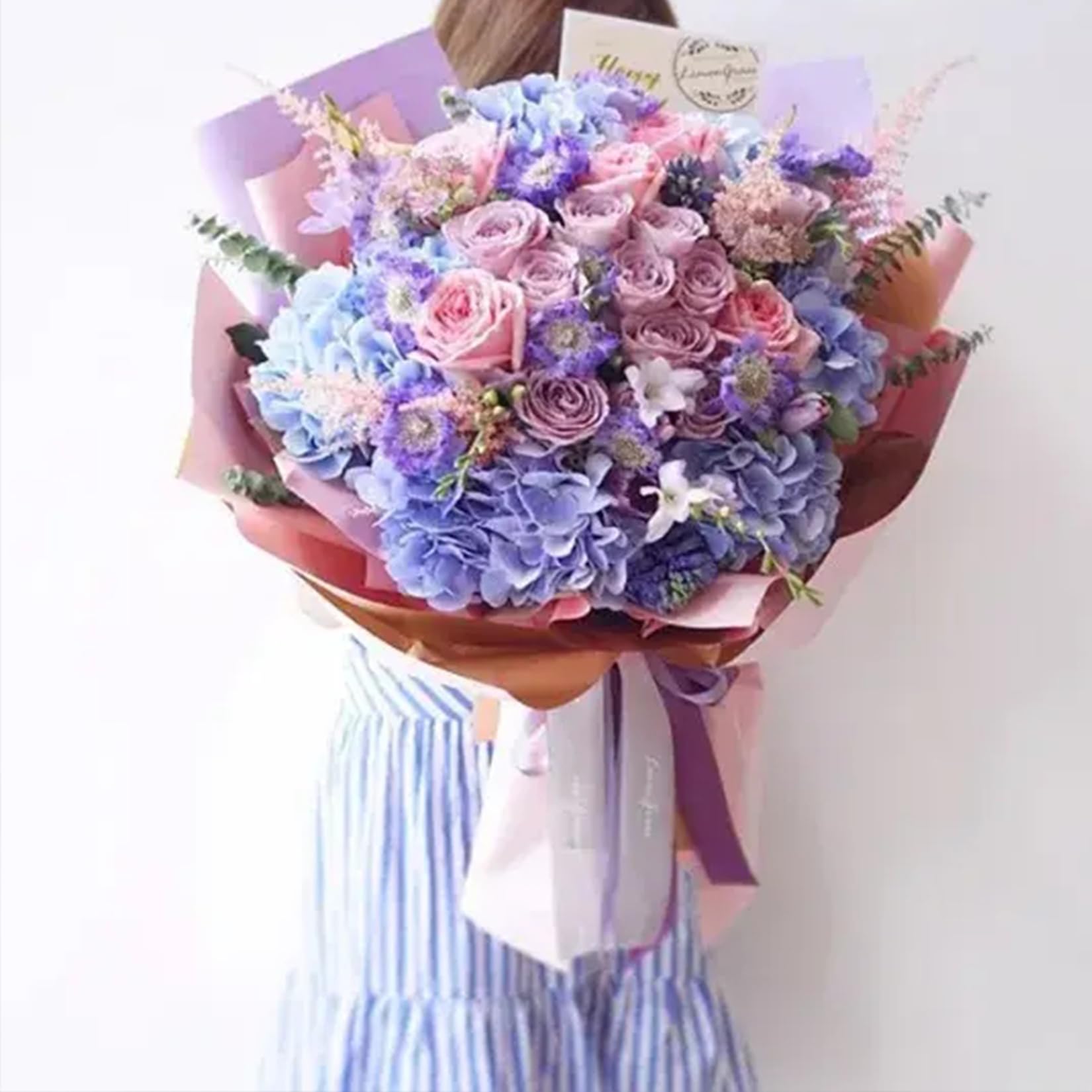 FagusHome 35 Pcs Silk Hydrangea Heads Artificial Flowers Heads with Stems Fake Hydrangea Flowers Head Diameter 7 Inches for Home Wedding Décor (Blue Purple) - Image 4