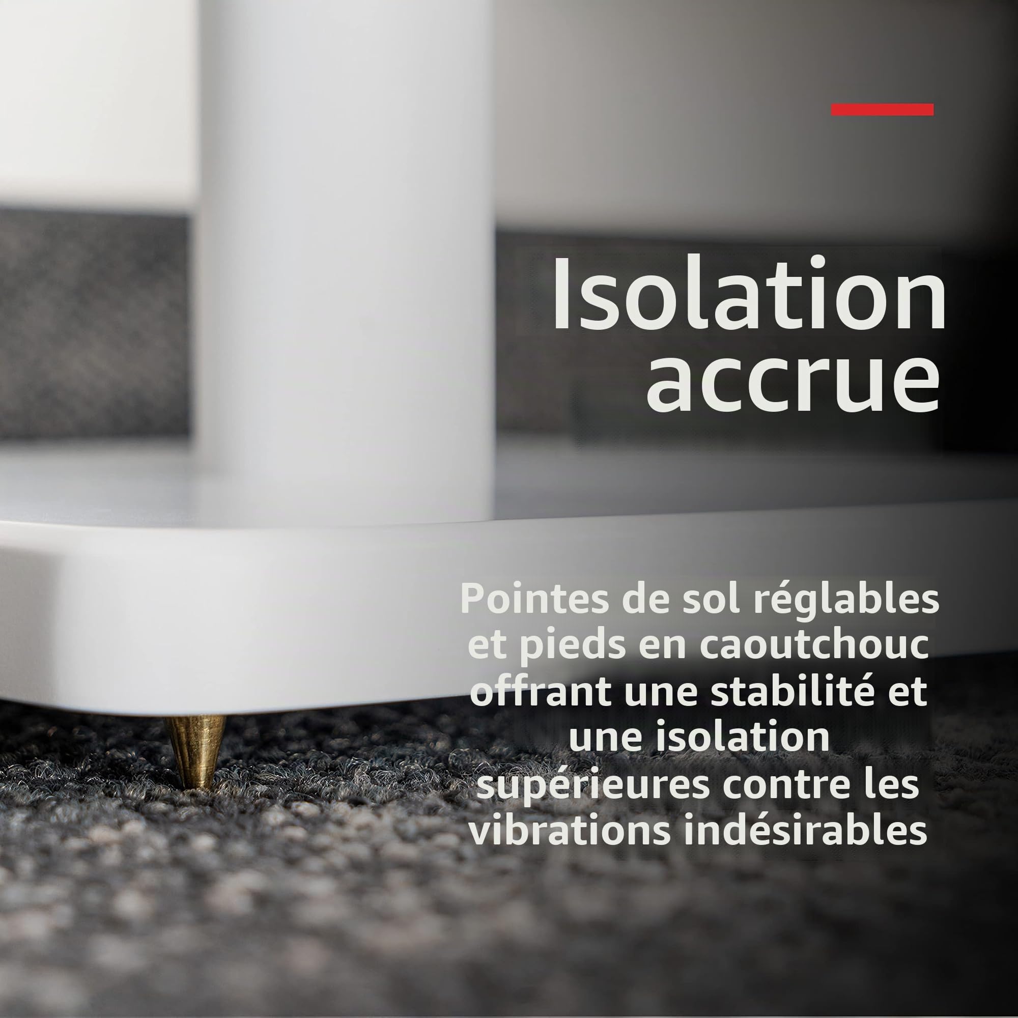 Fluance Paire De Supports D’Enceintes avec Construction Robuste, Pointes De Dérivation, Pieds en Caoutchouc, Gestion des Câbles Et Base Carrée – Blanc Mat