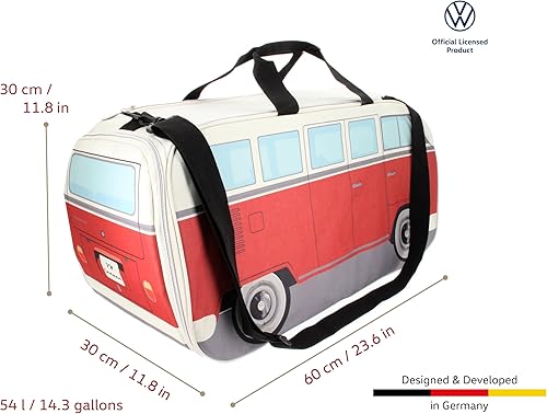 Miniatura 3 de BRISA VW Collection - Volkswagen Samba Bus T1 Camper Van Sport, gimnasio, bolsa de viaje, bolsa de lona con compartimento para zapatos y artículos