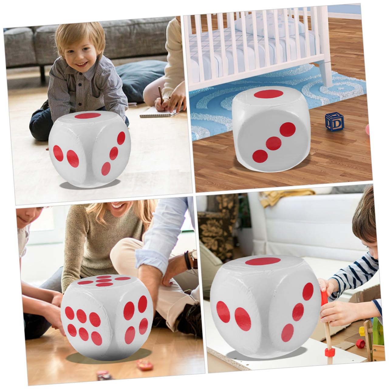 WOONEKY Dados de Espuma Gigantes de Seis Caras, 30cm, Blancos