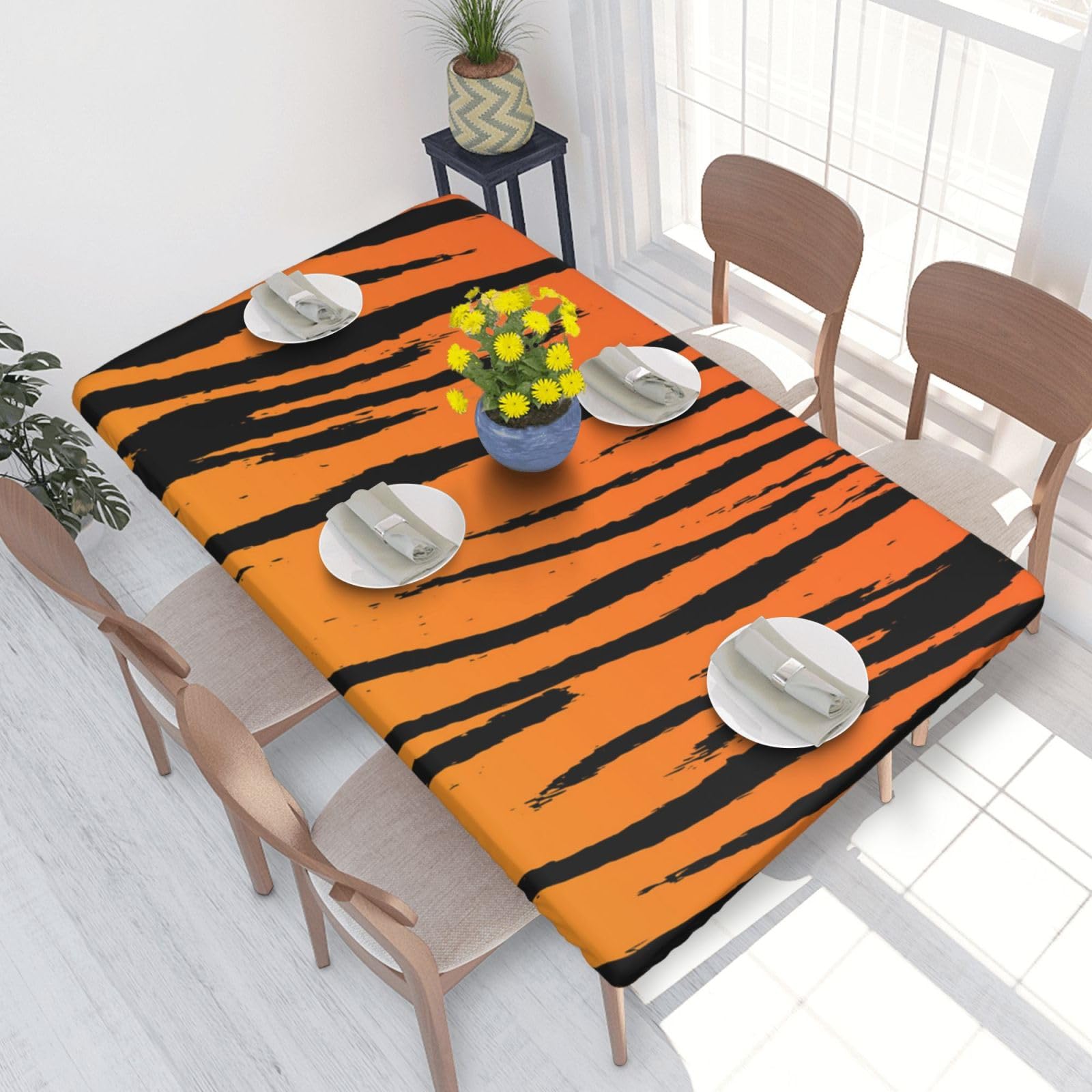 BNVSADC Tiger Stripe Printed 4FT Tablecloth 122x76 CM Polyester Kitchen Water Resistant Table Cloth Dining Table Decoration Table Covers
