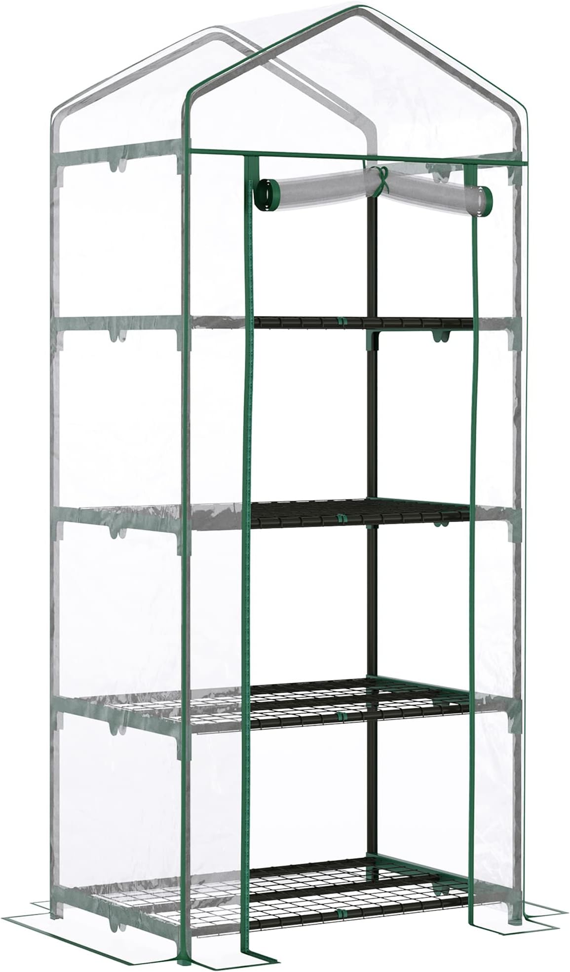 Outsunny Serre de jardin avec étagères 3 niveaux, serre de balcon, bâche renforcée PVC, châssis en acier, porte zippée enroulable, 69 x 49 x 125 cm | Leroy Merlin