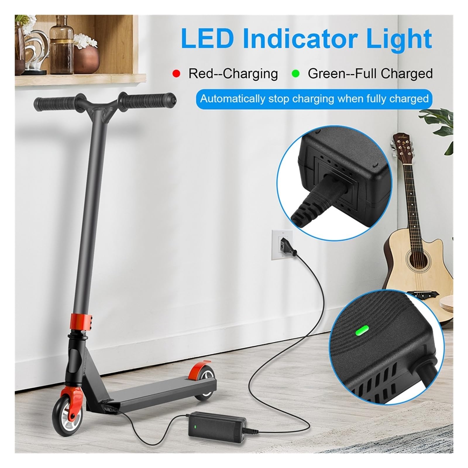 Chargeur d'alimentation de rechange 63 V 2 A, compatible avec Segway Ninebot, S/S-MAX/Mini Lite/Mini Pro, chargeur de scooter à pédale (prise européenne)