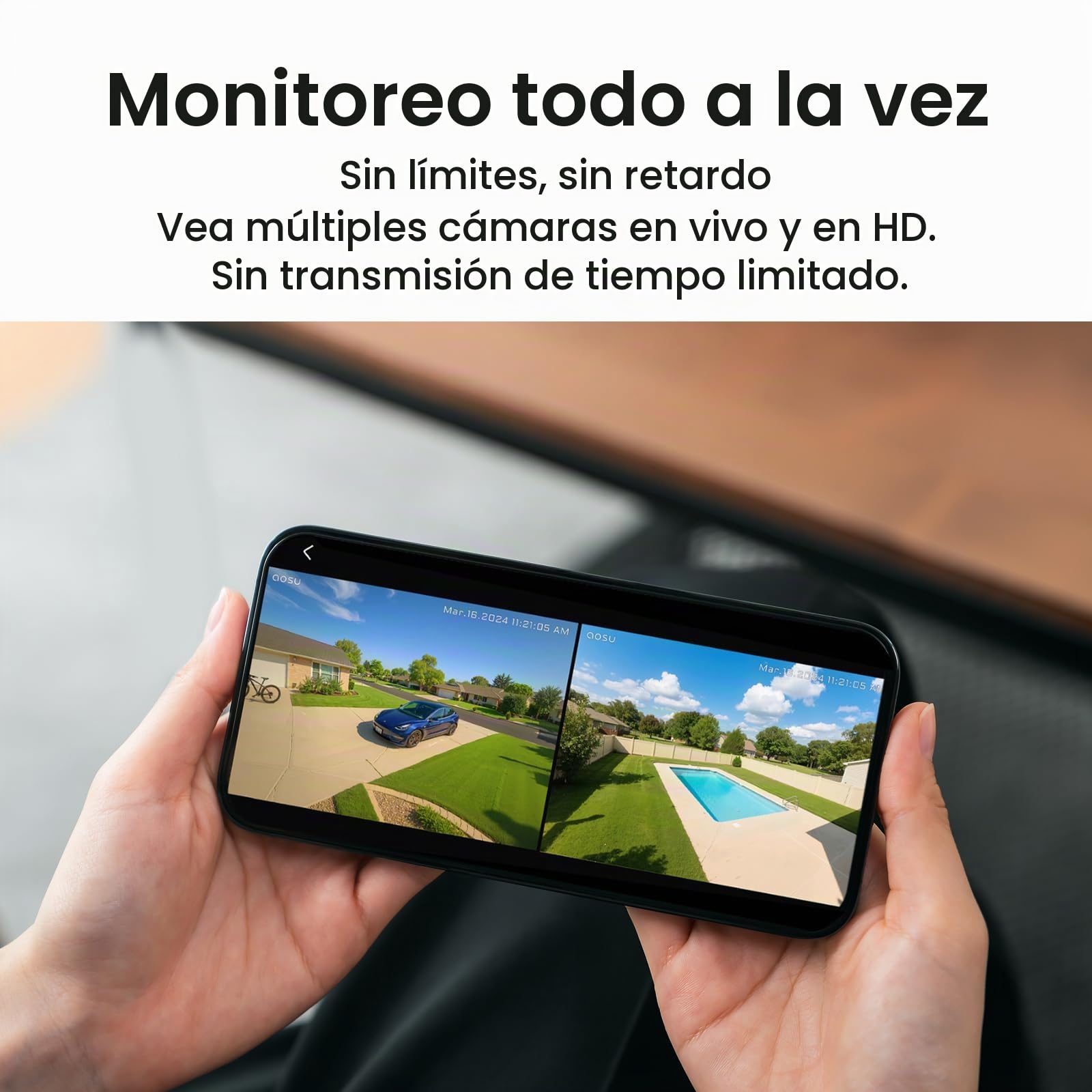 aosuT2 Ultra 4K Camara de Vigilancia Solar Exterior, 2 Cámaras PTZ 360° | Truecolour Visión Nocturna, aosuBase 2.0, 32GB Local y Expandible hasta 1 TB, AI Seguimiento Auto Persona/Vehículo/Mascota