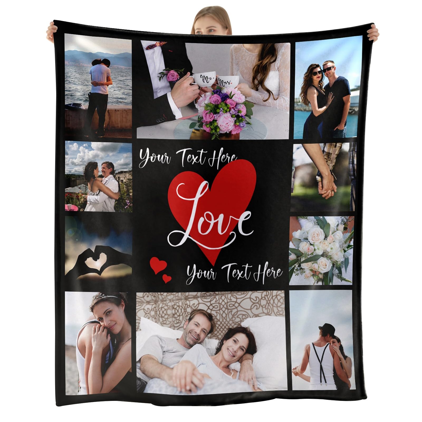 Plaid Polaire Personnalisé Photo le Cadeau Plein d'Amour pour Papa et Maman