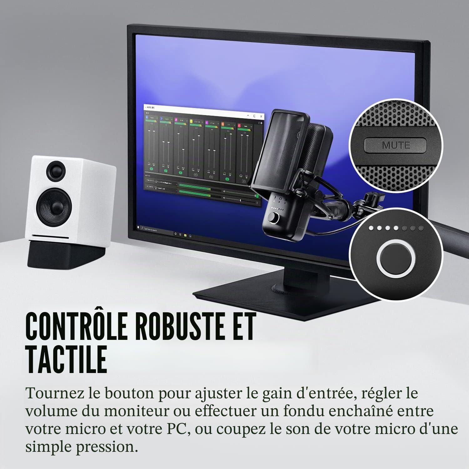 Elgato Wave:3 - Micro à condensateur USB de qualité studio pour streaming, podcasts, gaming et télétravail, logiciel de mixage gratuit, plug-ins d'effets, anti-distorsion, plug & play sur Mac et PC
