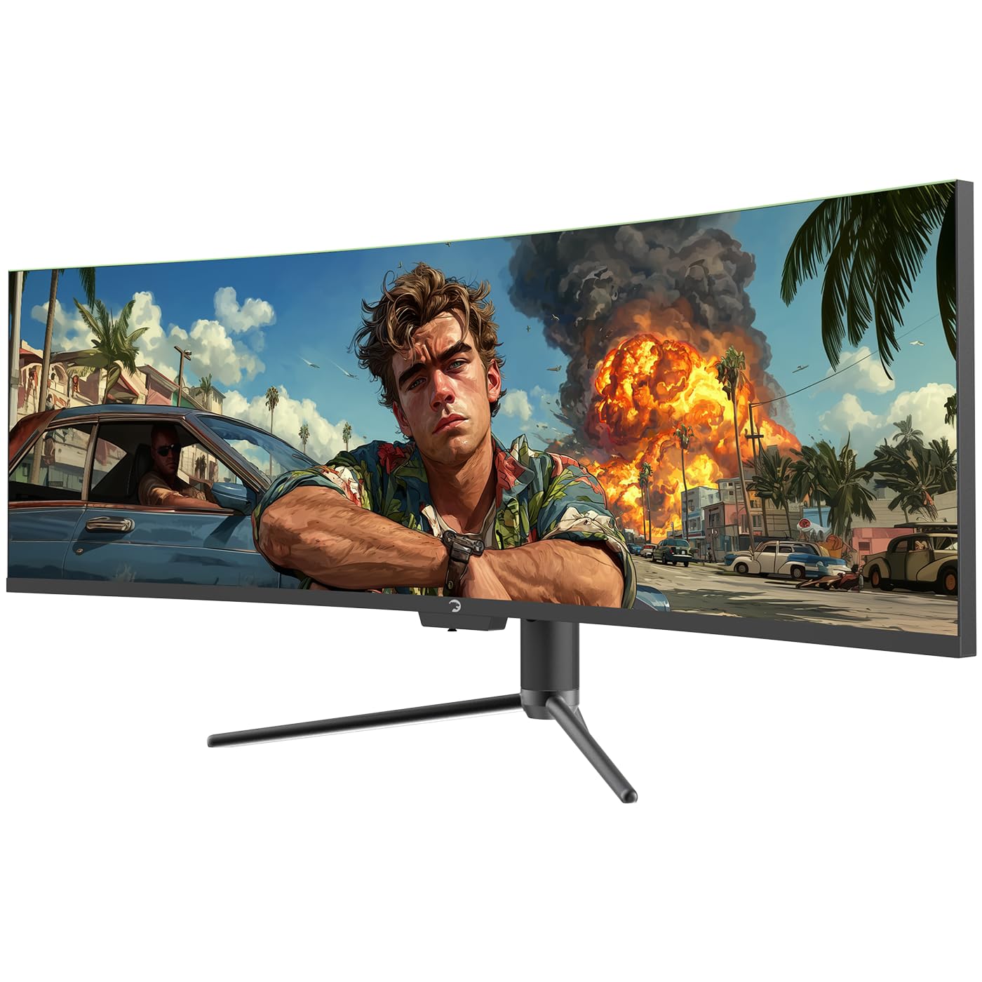 GAMEPOWER DQ49 49 Zoll Ultrawide Curved Gaming Monitor, 120Hz, 1ms, DQHD 5120x1440, 32:9 VA Panel, HDR400, Adaptive Sync, Höhenverstellbar, Integrierte Lautsprecher, HDMI & DP PC Bildschirm