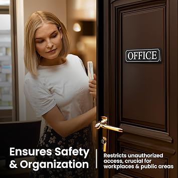 The Office Door Sign for Your Home and Business with Bigger Letters - Bright Acrylic Self-Adhesive Sign 93 in with Double Sided 3M Tape - Quick and Easy Installation Without Any Tools
