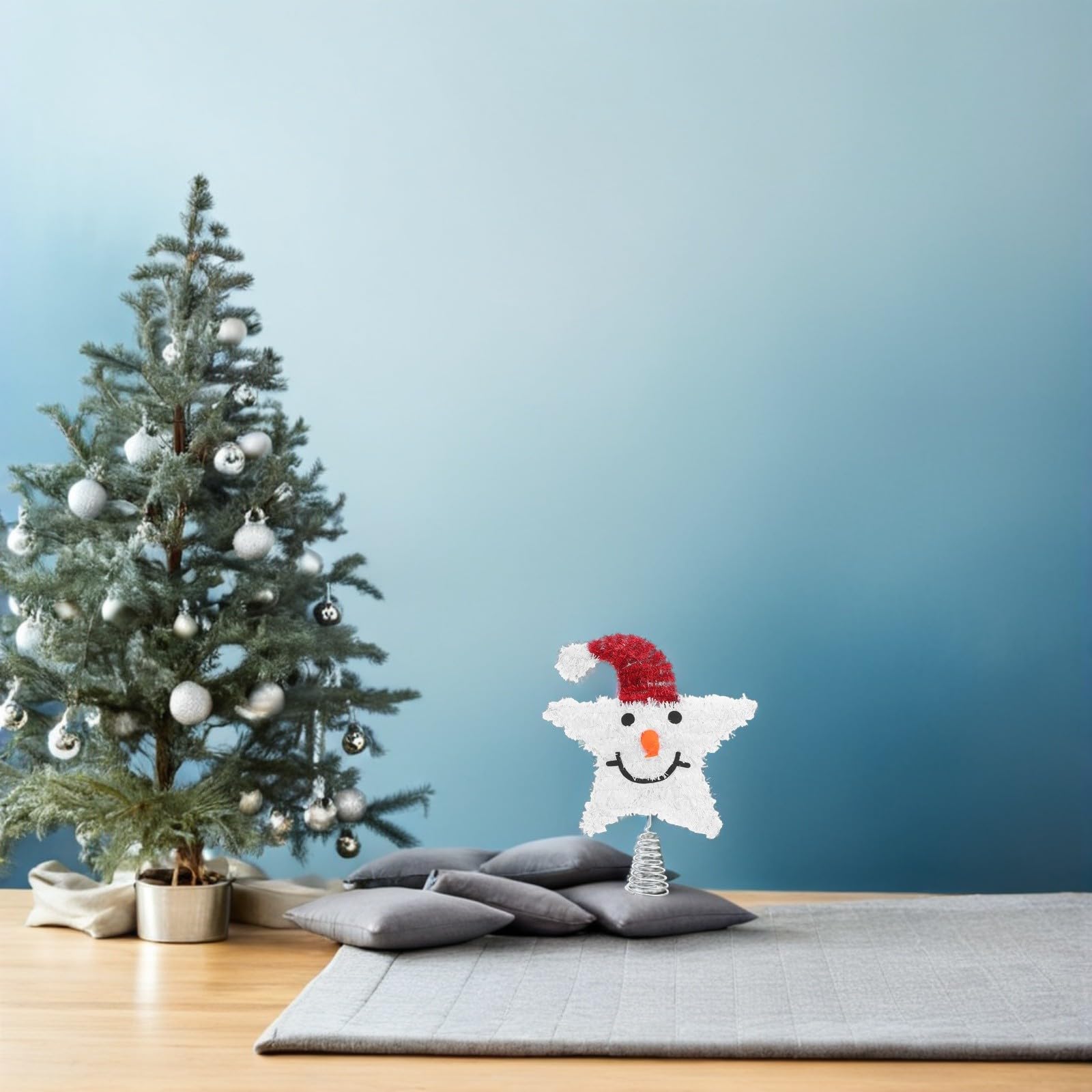 Beaupretty 4 Pièces Décoration de Sapin Bonhomme de Neige Étoile, Blanc,