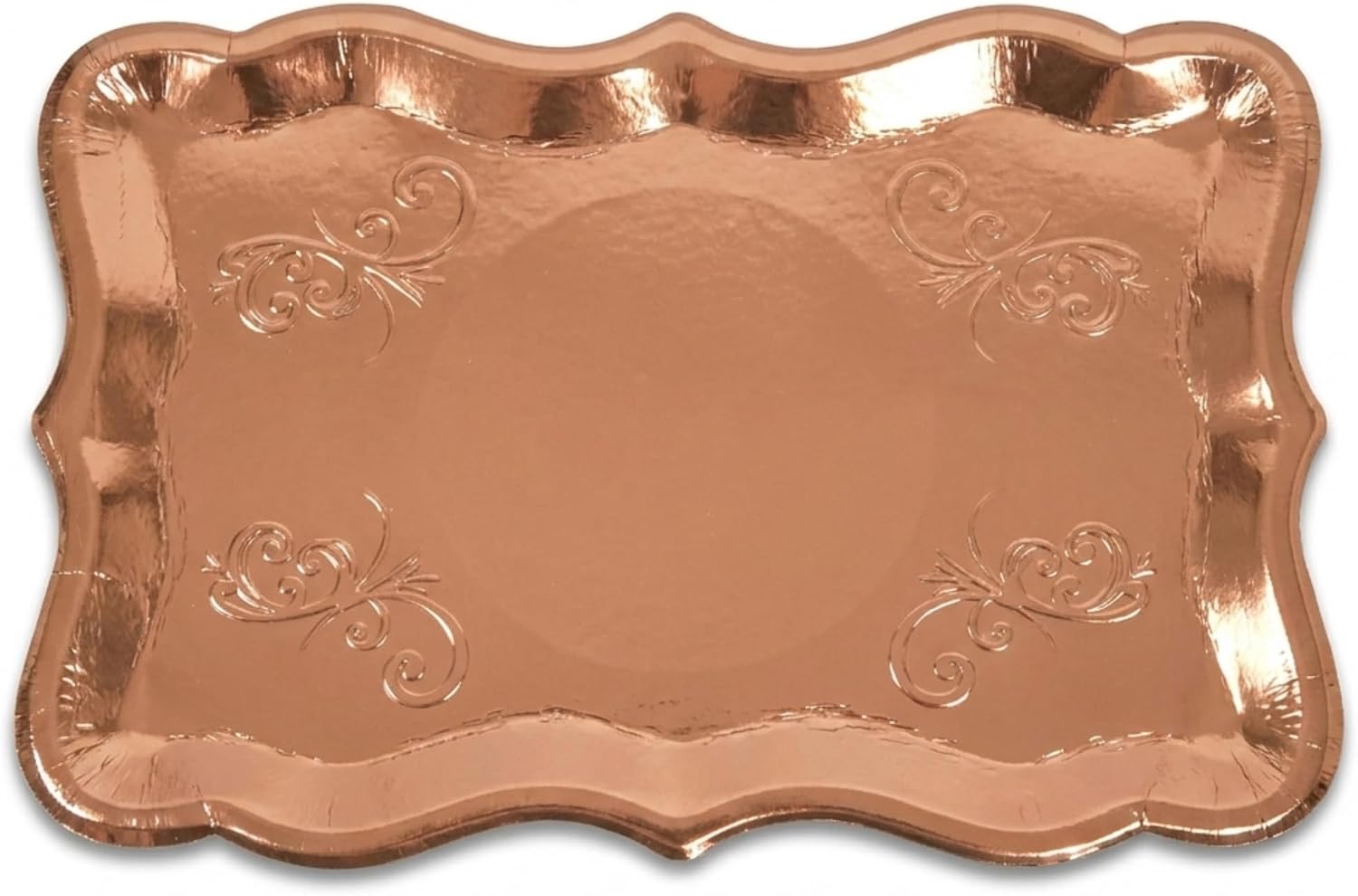Rose Gold Serving Trays 10 Pack Heavy Duty Disposable Paper Platters