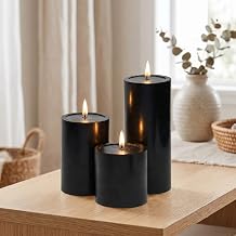 Richland 4" Black Pillar Candles - Set of 3 - Large
