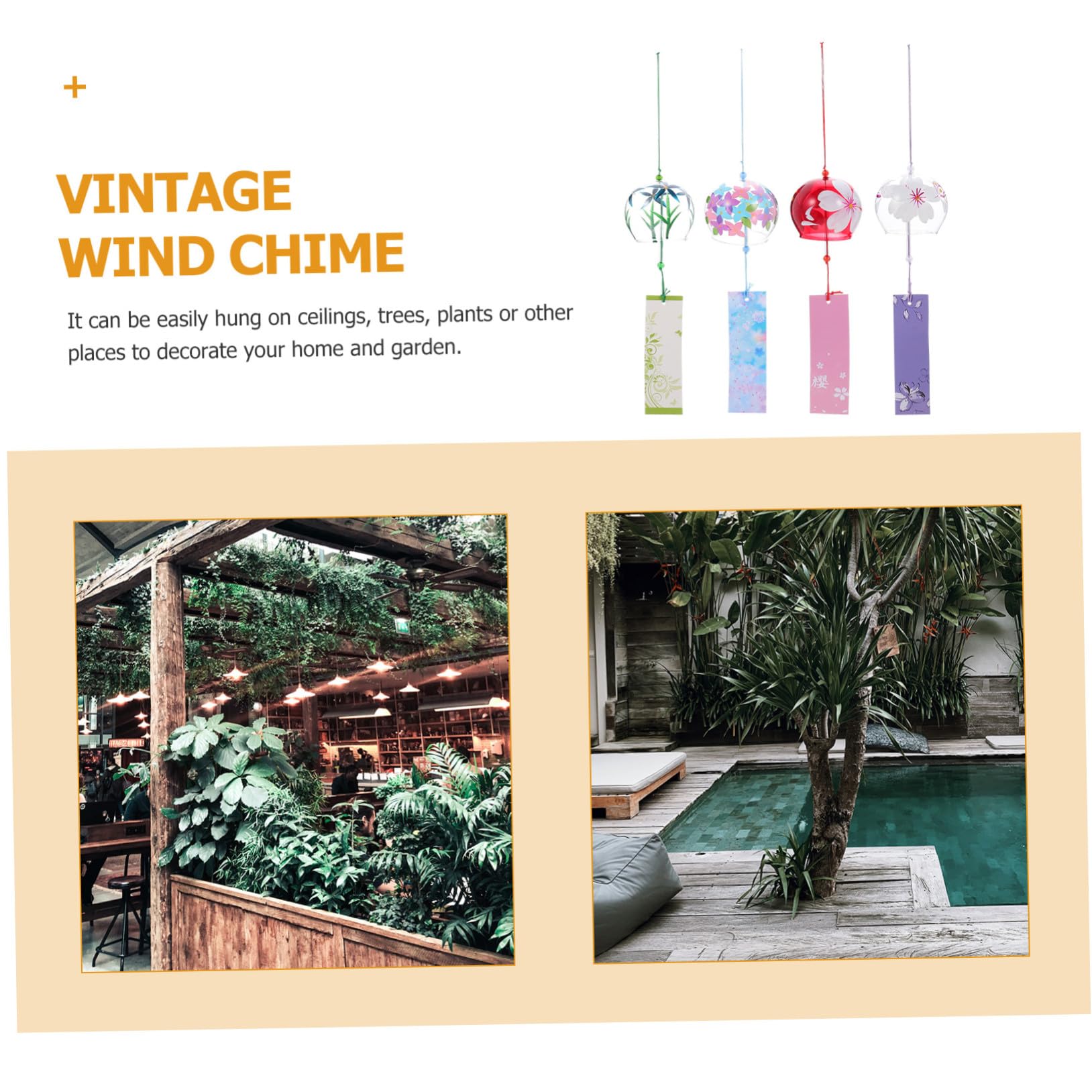 DOITOOL 4 Pezzi Campanelli Eolici in Vetro Trasparente per Esterni Decorazione da Appendere per Giardino e Patio Suono Cristallino Elegante