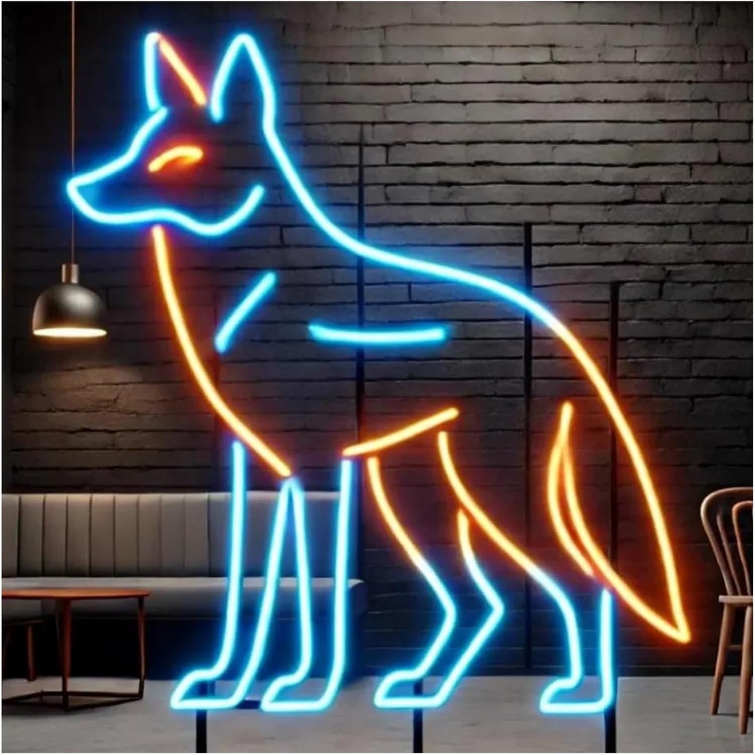 サインランプ 動物ウルフネオンサイン USB電源 ハウリングウルフネオンサイン ホームバーアート 壁装飾 男の隠れ家サイン 43cm