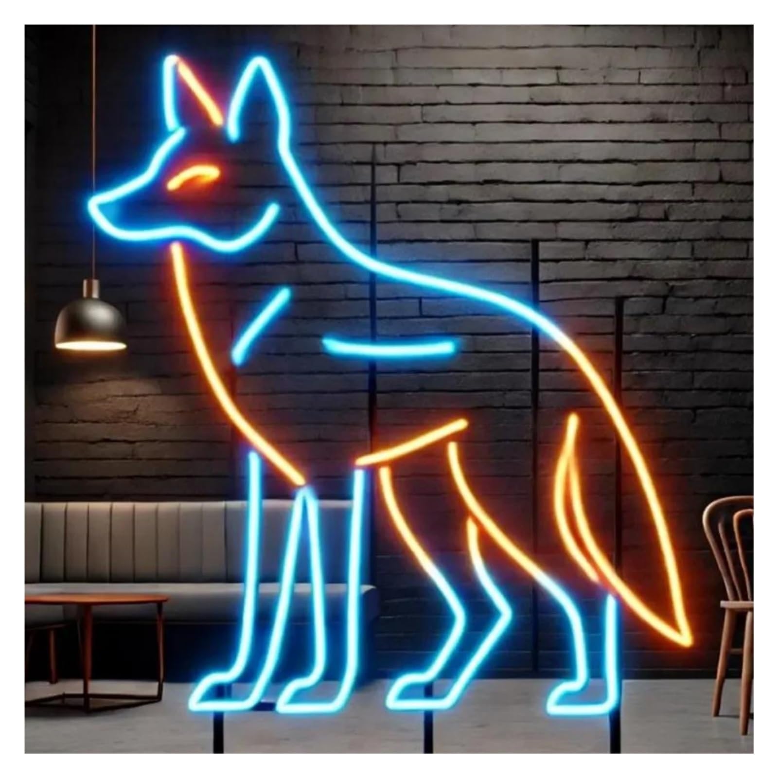Shouxi One Color Sign Lamp Animal Wolf Neon Sign Usb Powered Howling For Home Bar Art Wall Decor Man Cave 43Cm