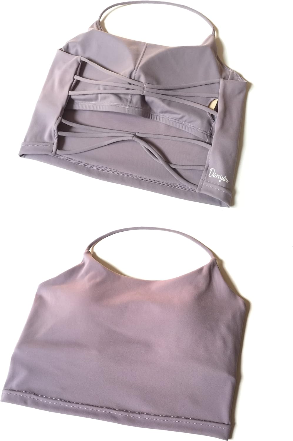 Danysu Womens Backless Halter Crop Top Padded Sports Bras Light Support Strappy Sexy Workout Tank - Image 7