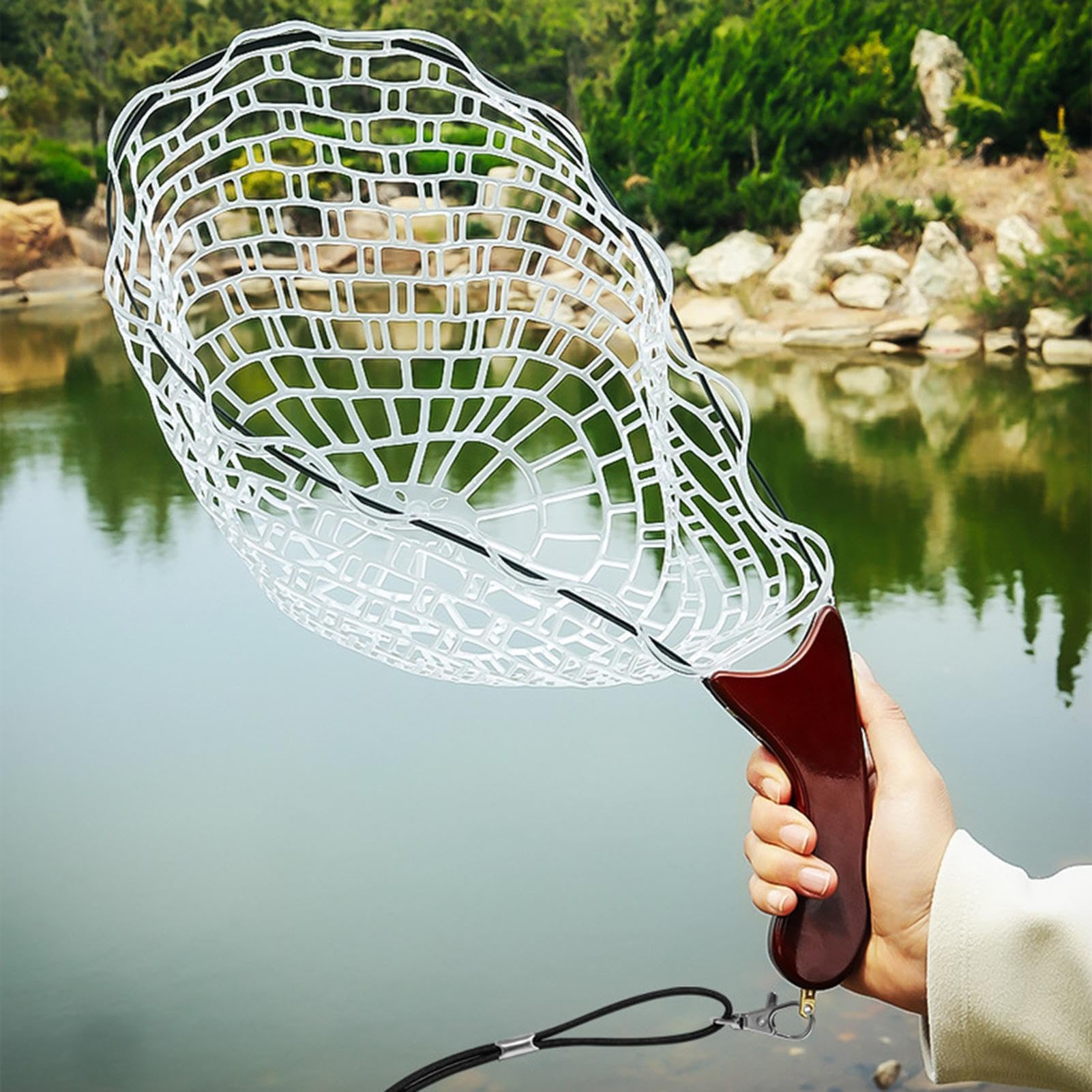 Épuisette de Pêche Filet de Pêche Pliable avec Manche | Léger pour Organiser les Prises Vivantes en Kayak Plage Étangs