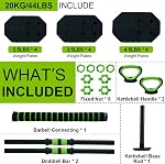 44LBS Adjustable Dumbbell Set, Free Weight Set with Connector 4 In1 Weights Dumbbells Set Used As Dumbbell, Barbell, Kettlebell and Push-Up for Home Gym Green