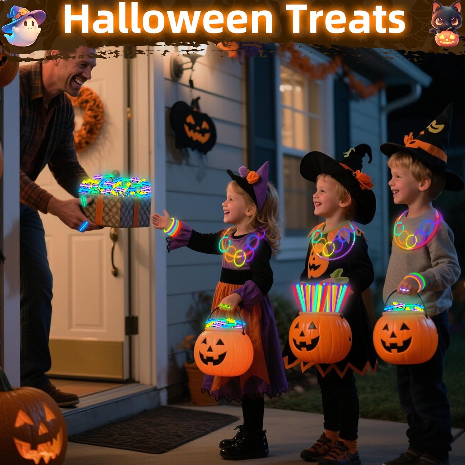 300 Pack Ultra Bright Glow Sticks Bulk Party Pack includes 100 8" Glow Sticks and 100 Connectors Bracelets ,50 rings and 50 mini glow sticks Kids Adults Halloween Glow Party Supplies accessories