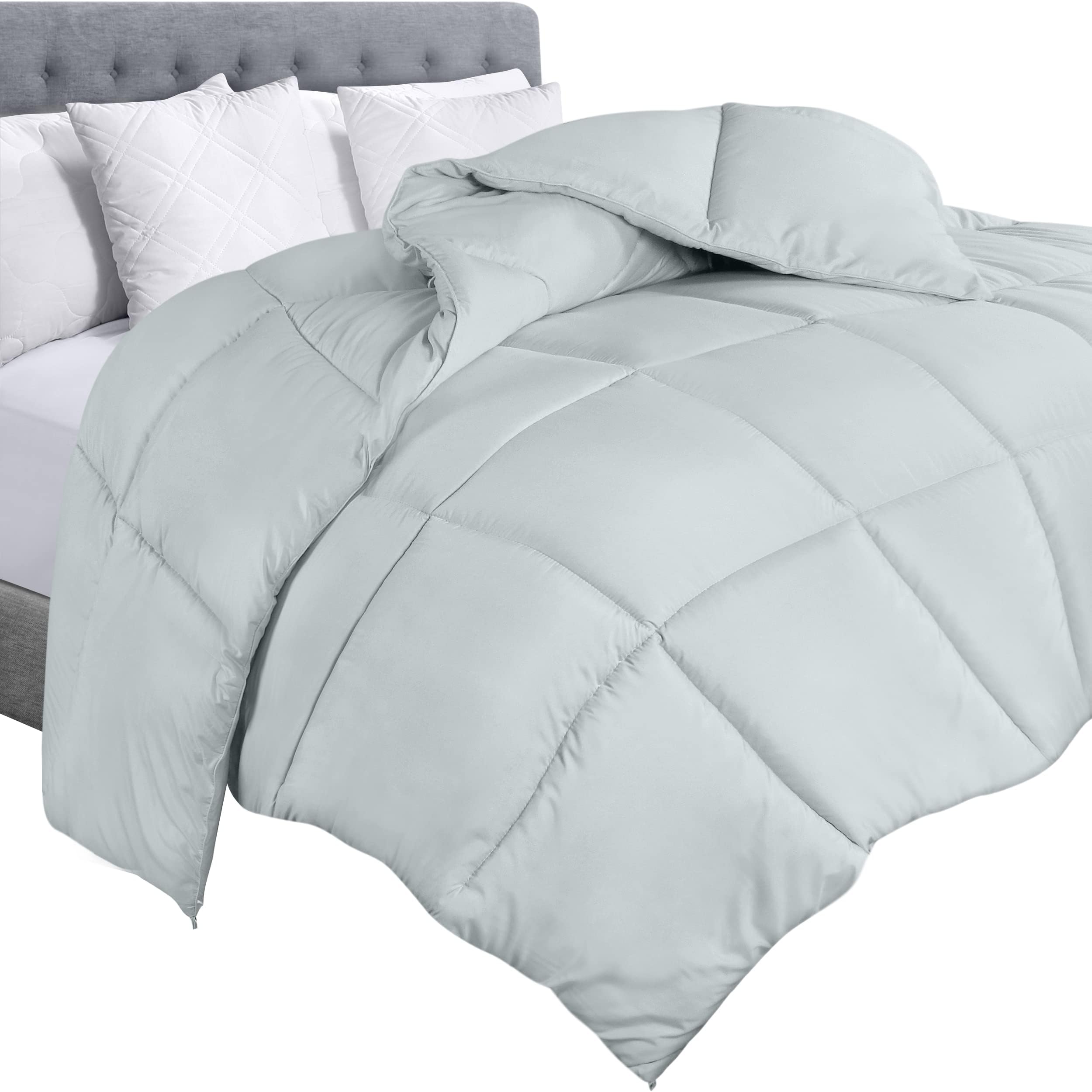 Utopia Bedding Comforter Duvet Insert - Quilted Comforter with Corner Tabs - Box Stitched Down Alternative Comforter (Queen, Light Grey) (UB2475)