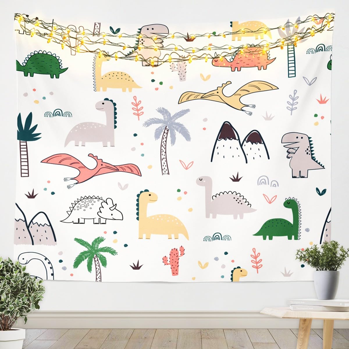Feelyou Baby Dinosaur Wall Blanket Kids Cartoon Dinosaurs Tapestry Nursery Dino Tapestry Wall Hanging for Boys Girls Jungle Animals Art Decor for