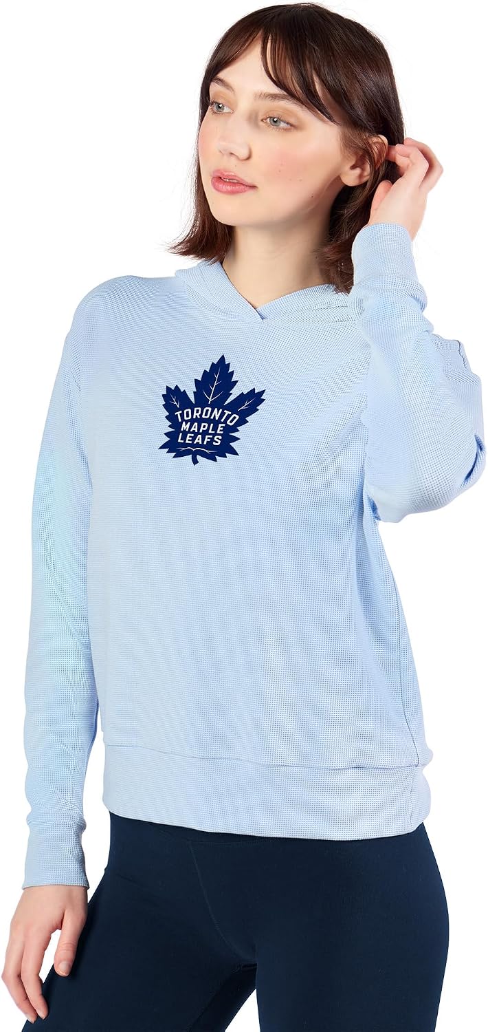 CERTO NHL Women's Soft Pullover Waffle Hoodie, Warm Comfortable Sweatshirt with Team Logo, Cozy Long Sleeve Apparel