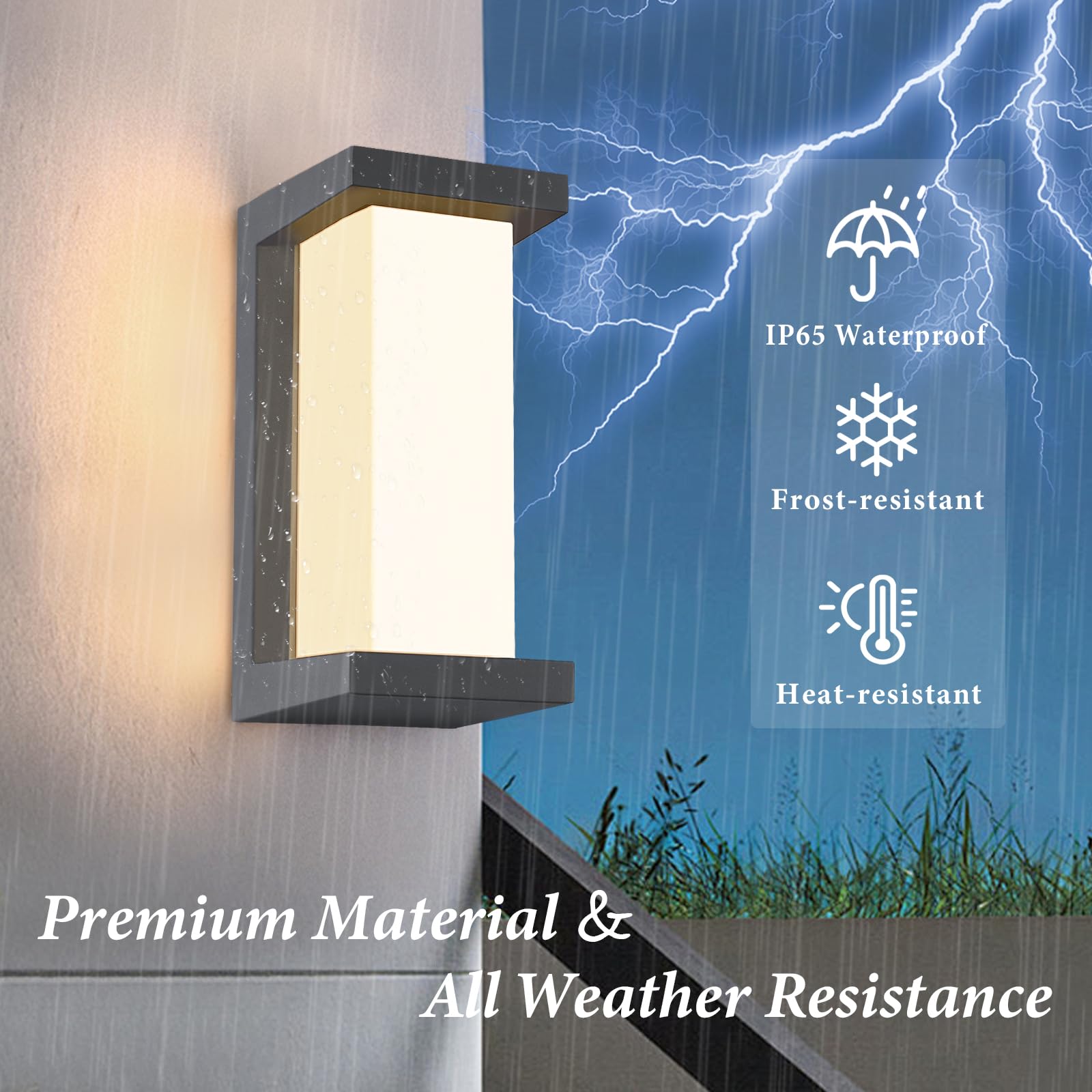 YindaLux 18W Aussenlampe mit Bewegungsmelder, LED Anthrazit Wandleuchte Aussen mit Fernbedienung, IP65 Wasserdichte Modern Wandlampe Innen/Außen, 3000-6500K Dimmbar Außenleuchte für Garten, 2 Stück