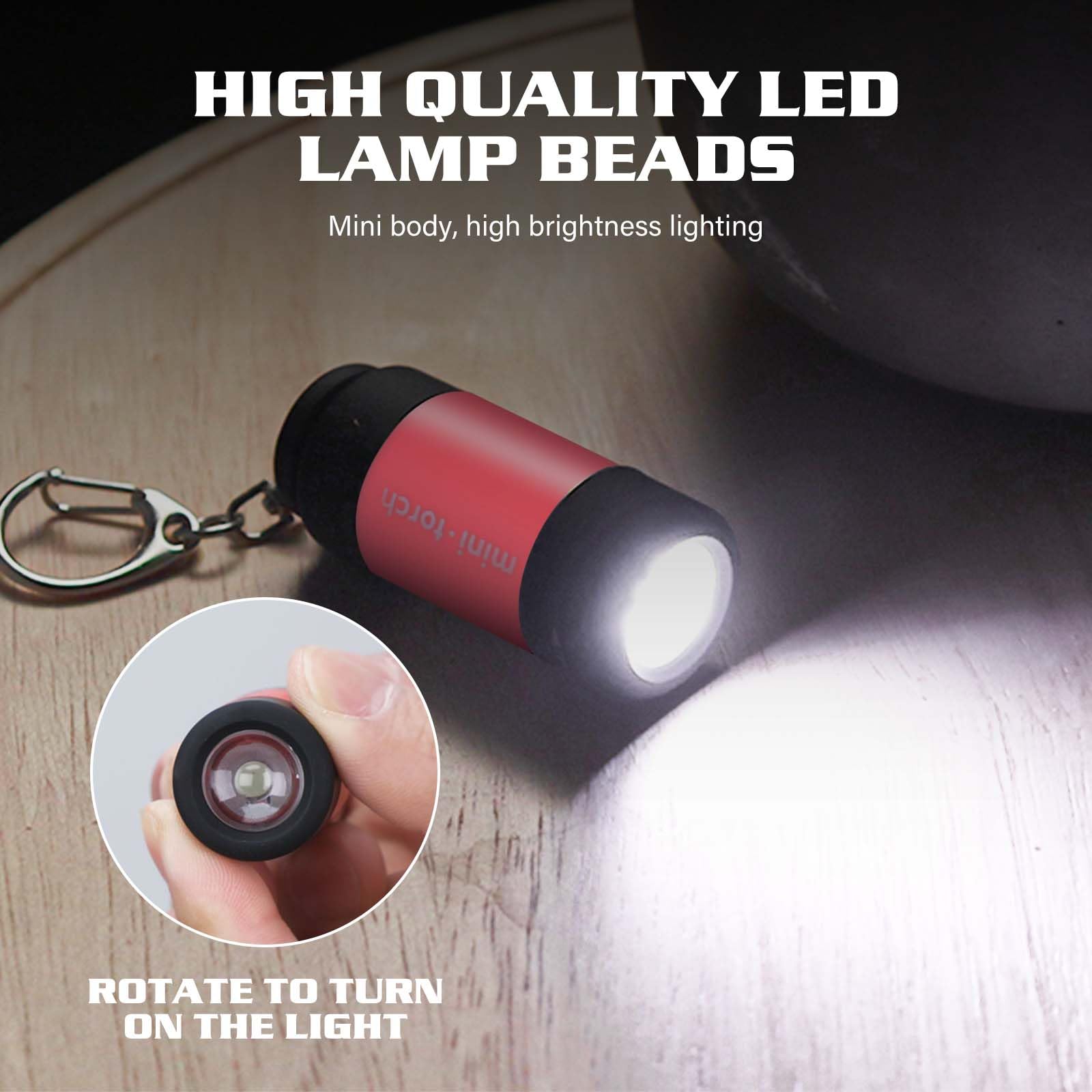 10 Stücke Mini LED Taschenlampe: LED Taschenlampe Kinder USB Wiederaufladbare, Kleine Wasserdicht Taschenlampen mit Schlüsselanhänger, Kindertaschenlampen für Camping, Grillen, Outdoor, Dringend