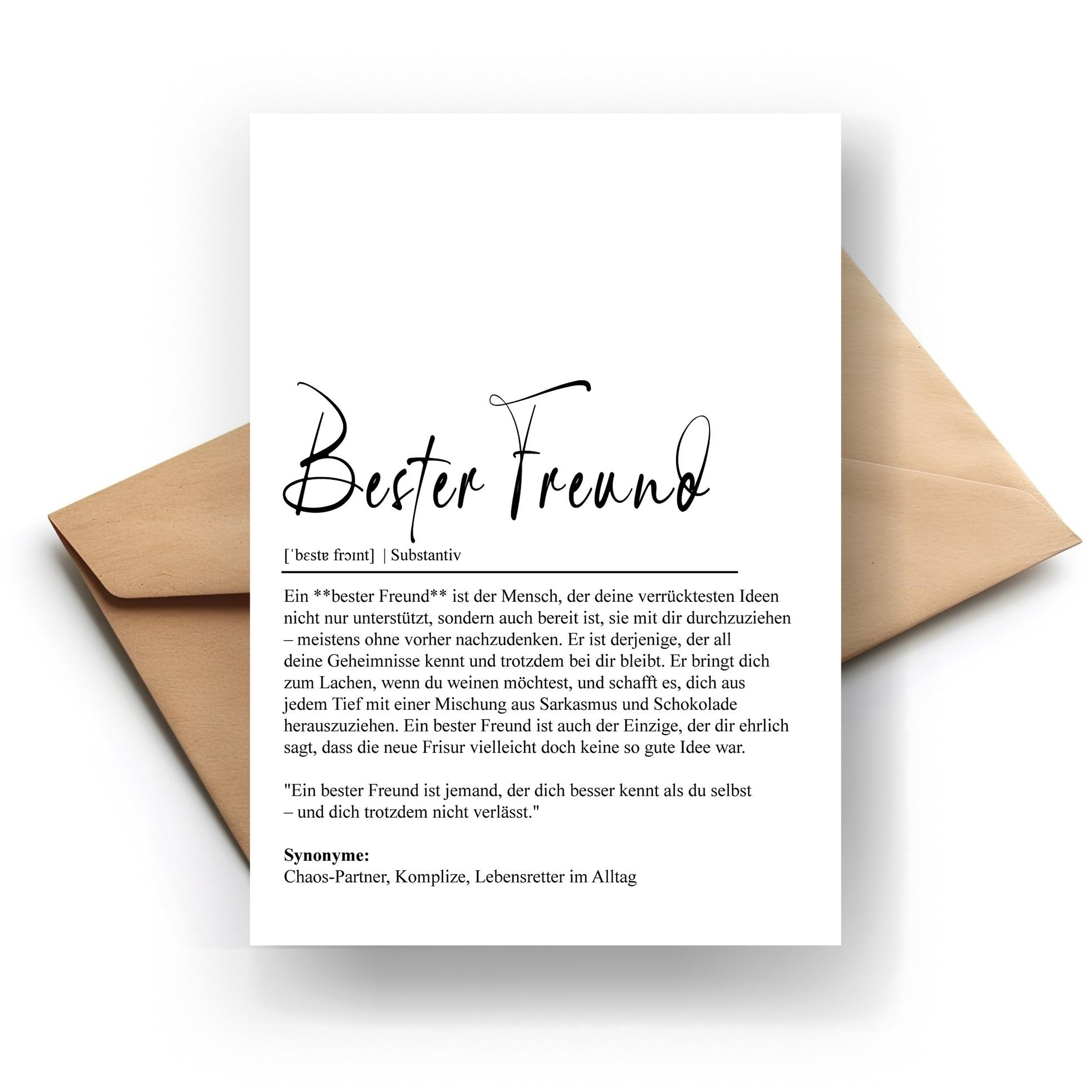 Bester Freund Klappkarte – Witzige Definition, Ideal als Geburtstagsgeschenk, Dankeschön, Spaßige Überraschung – Qualitätsdruck
