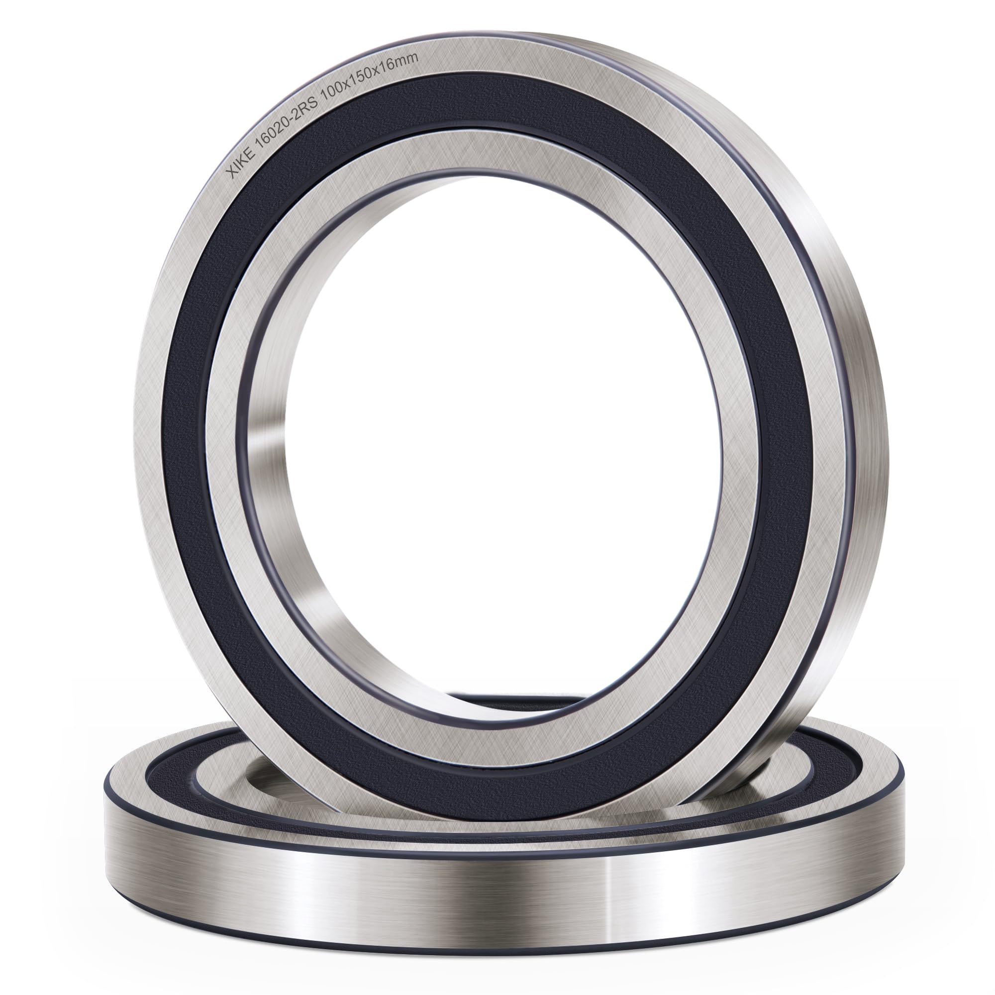 XIKE 2 Pcs 16020-2RS 100x150x16mm Double Seals Deep Groove Ball Bearings.