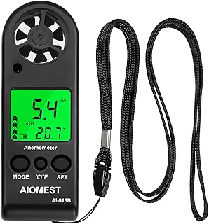 Digital Anemometer,Mini Handheld Wind Speed Gauge Measuring Air Flow Velocity Temperature,Weather Velometer with Max/Avg/Current Wind Chill for HVAC Shooting Sailing(ANNMETER AN-816B)