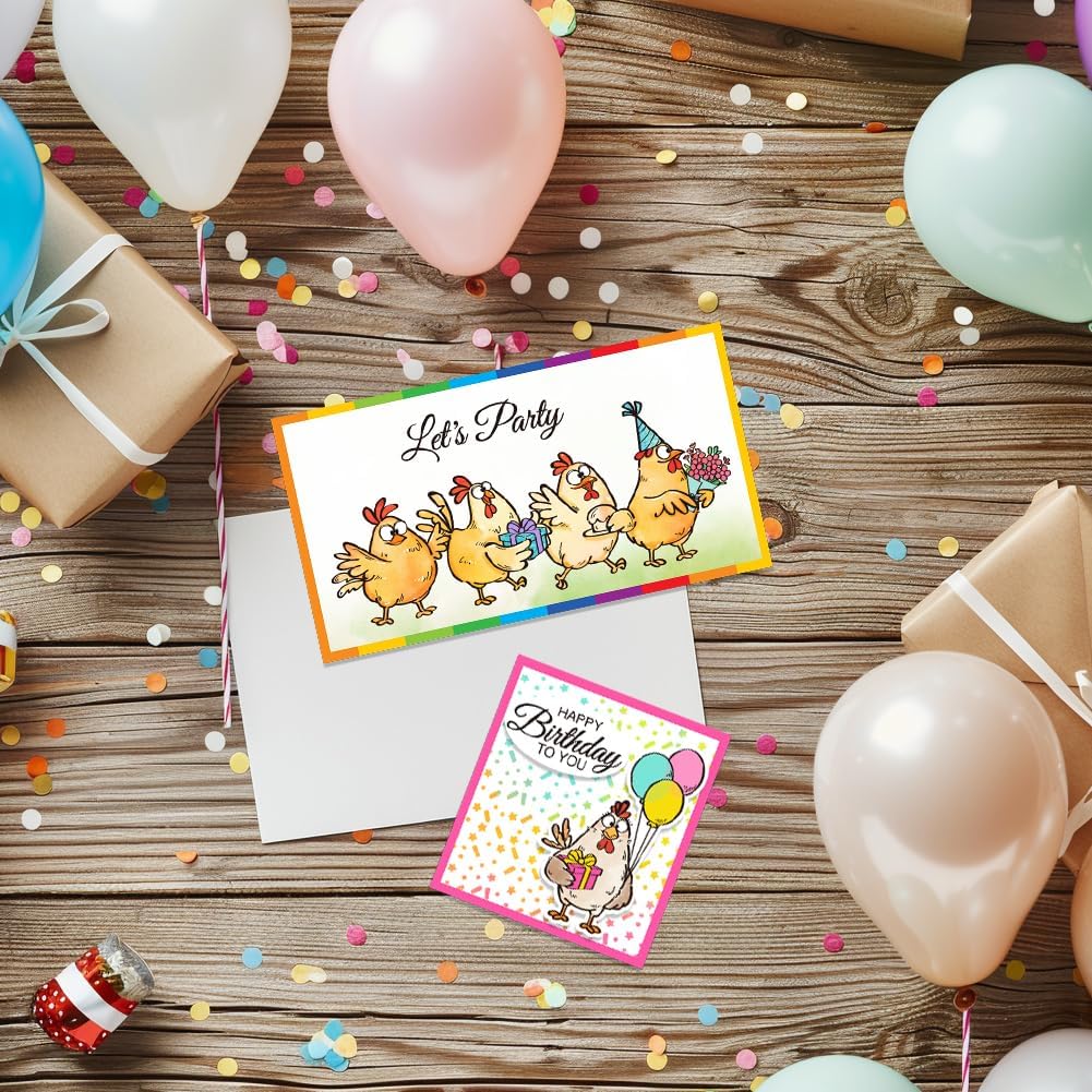 CHGCRAFT Cartoon Funny Chicken Birthday Clear Stamp Custom Silicone Clear Stamps for DIY Scrapbooking Photo Album Decorative Cards Making, Chick, 6.3X 4.33x 0.12inch