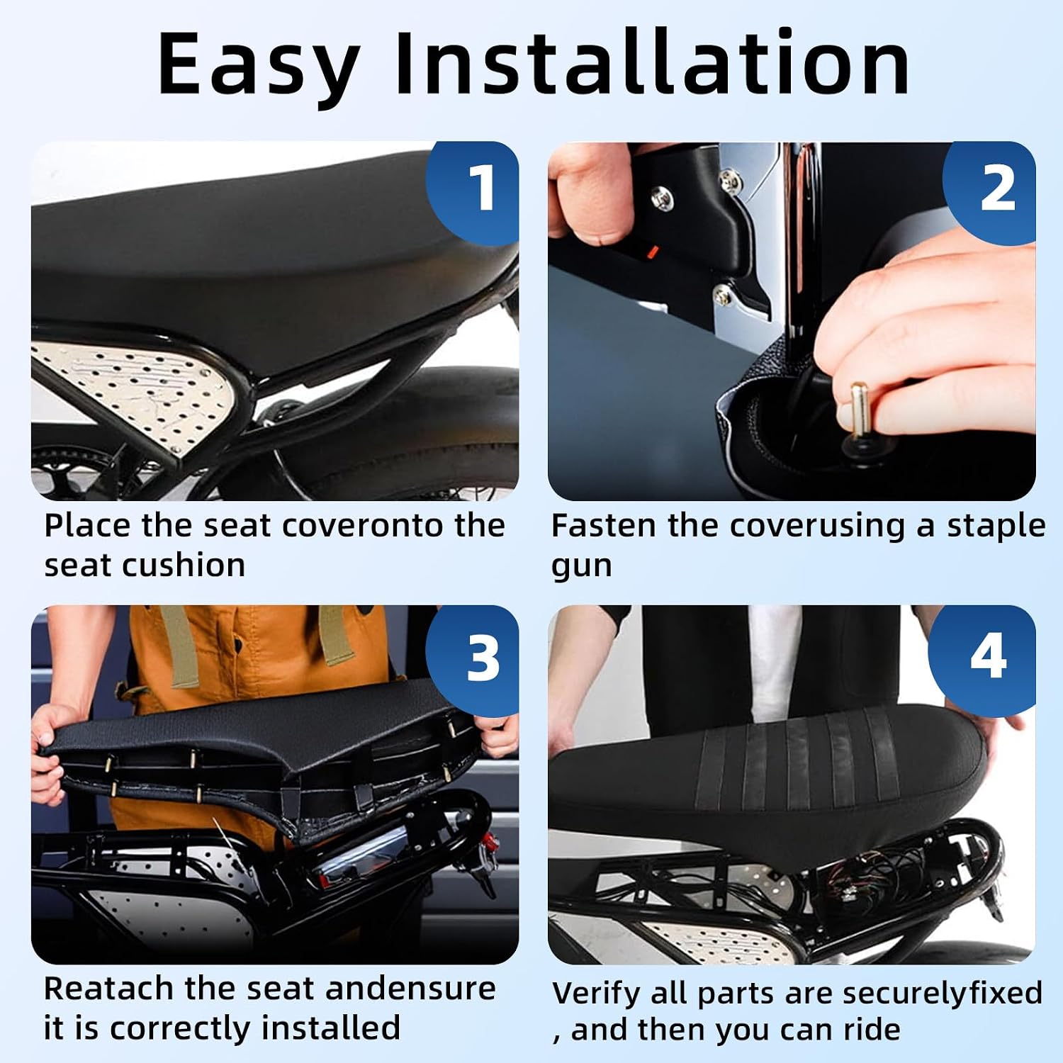 Non-Slip Seat Cover for Ridstar Q20/Q20 Pro Lite EBike E-Bike, Waterproof PVC Leather, Stretchy Fit, Easy Install, Electric Bike Soft Seat Cover Black
