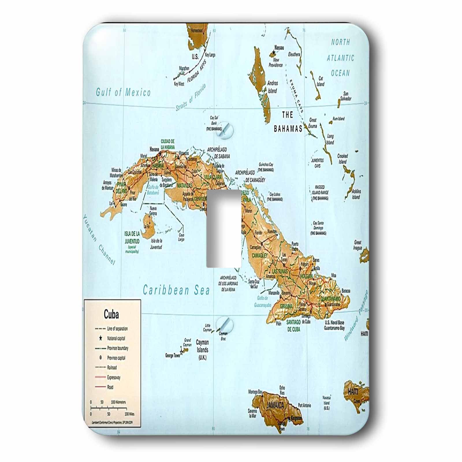 Impression de la carte de Cuba sur plaque interrupteur 3dRose pour un salon evasion tropicale