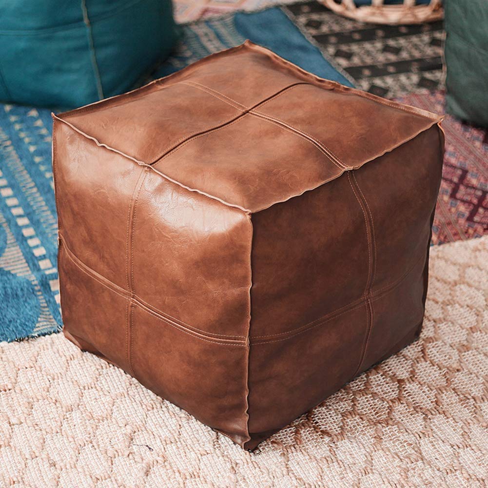 Repose-Pieds Marocain Marron Clair pour un Salon Cosy et Relaxant