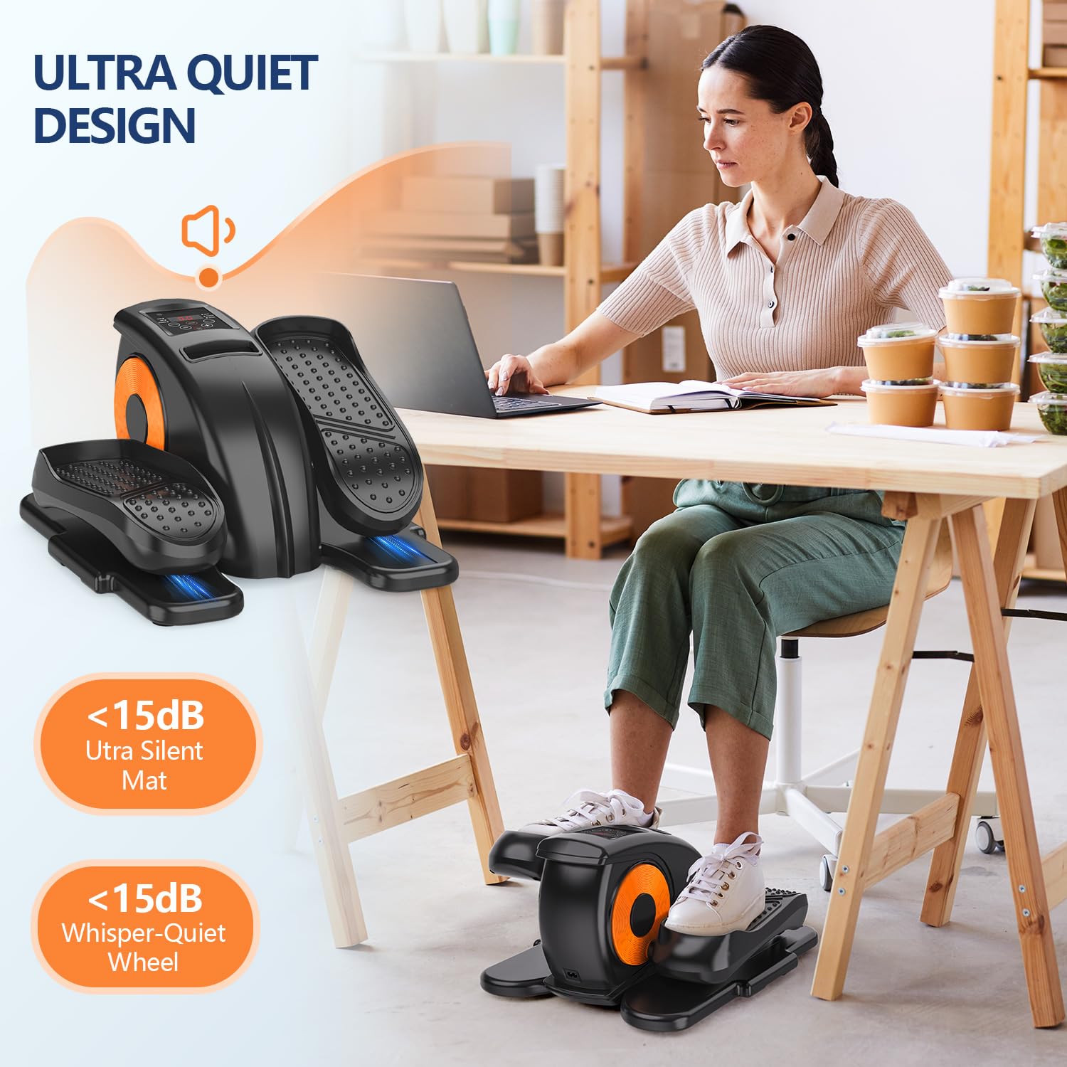 Elipse Leg Exerciser Electric as Seen on TV Under Desk Elliptical with 12 Adjustable Speed Quiet & Portable Peddler Exerciser for Seniors with Remote Control Leg Exerciser While Sitting for Seniors